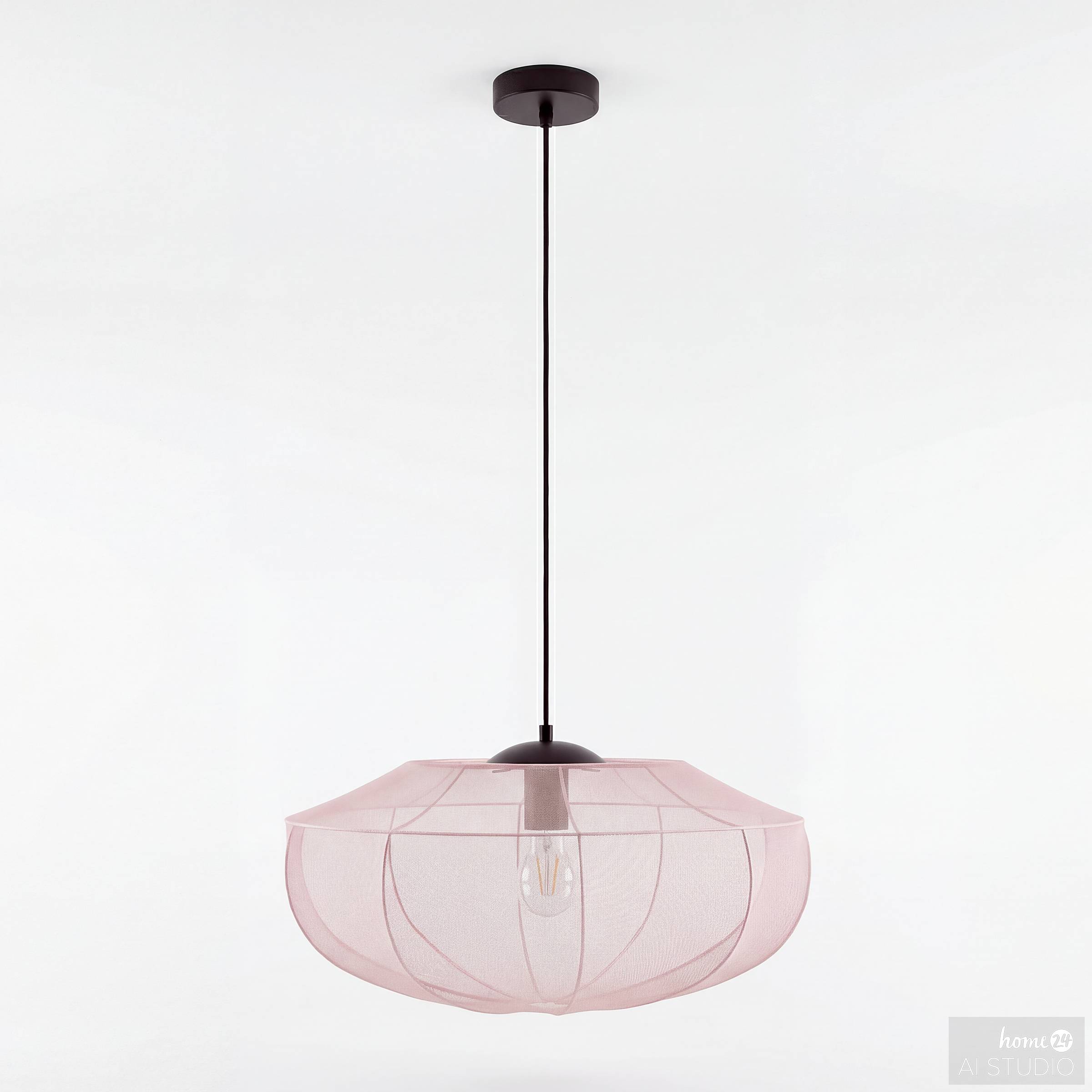 Pendant light Ciren 1-light mixed fabric iron pink