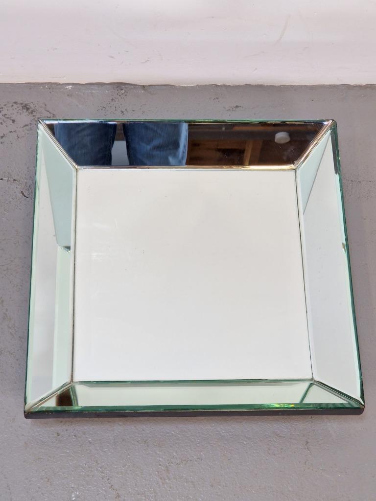 Runder Vintage Spiegel Blau Kunststoff Kristall 70er Jahre