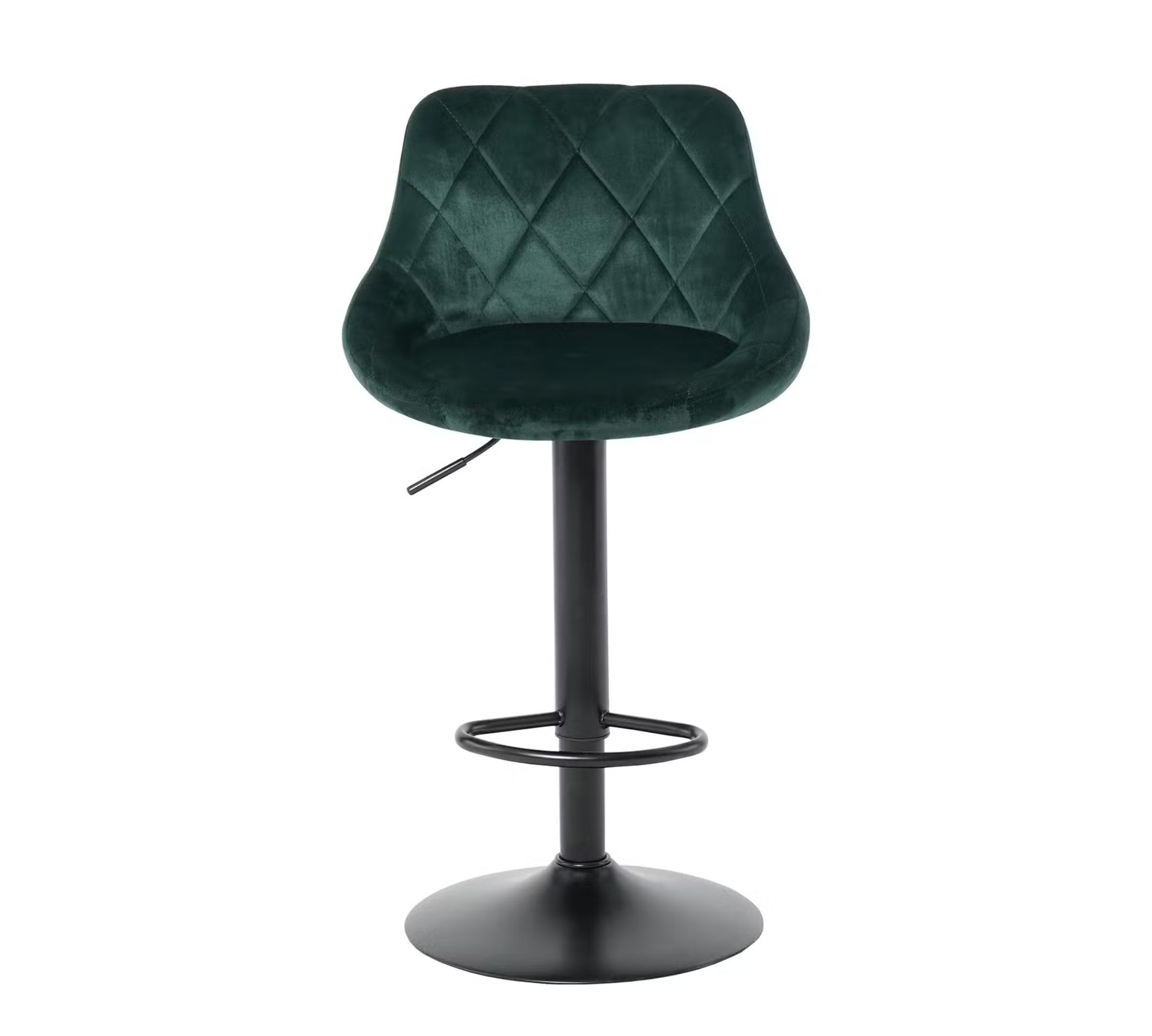 2x Bar Stool Velvet Metal Dark Green