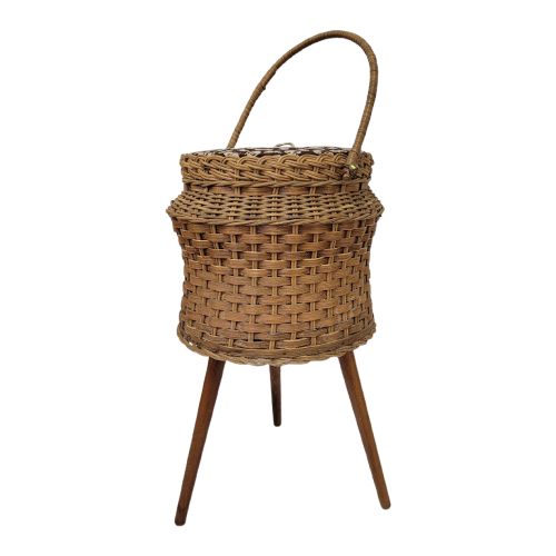 Vintage Nähkorb Rattan Braun 
