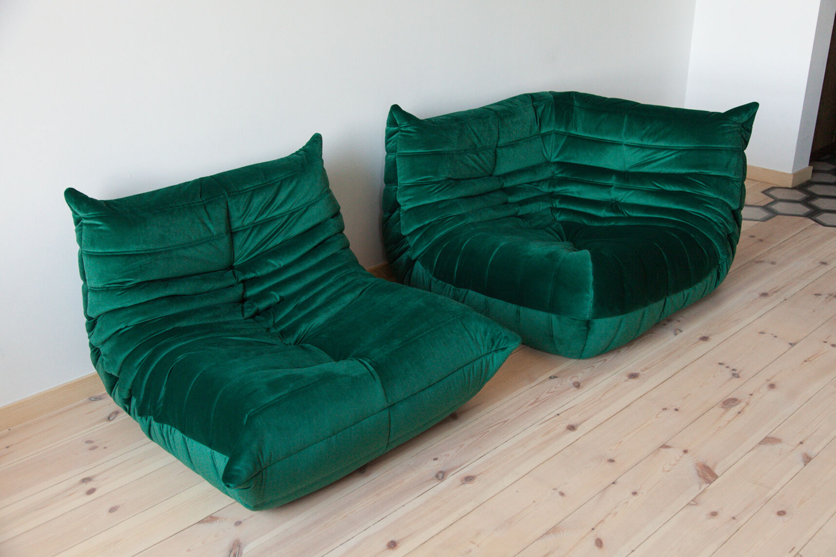 Togo Lounge Set 2-piece Velvet Emerald Green