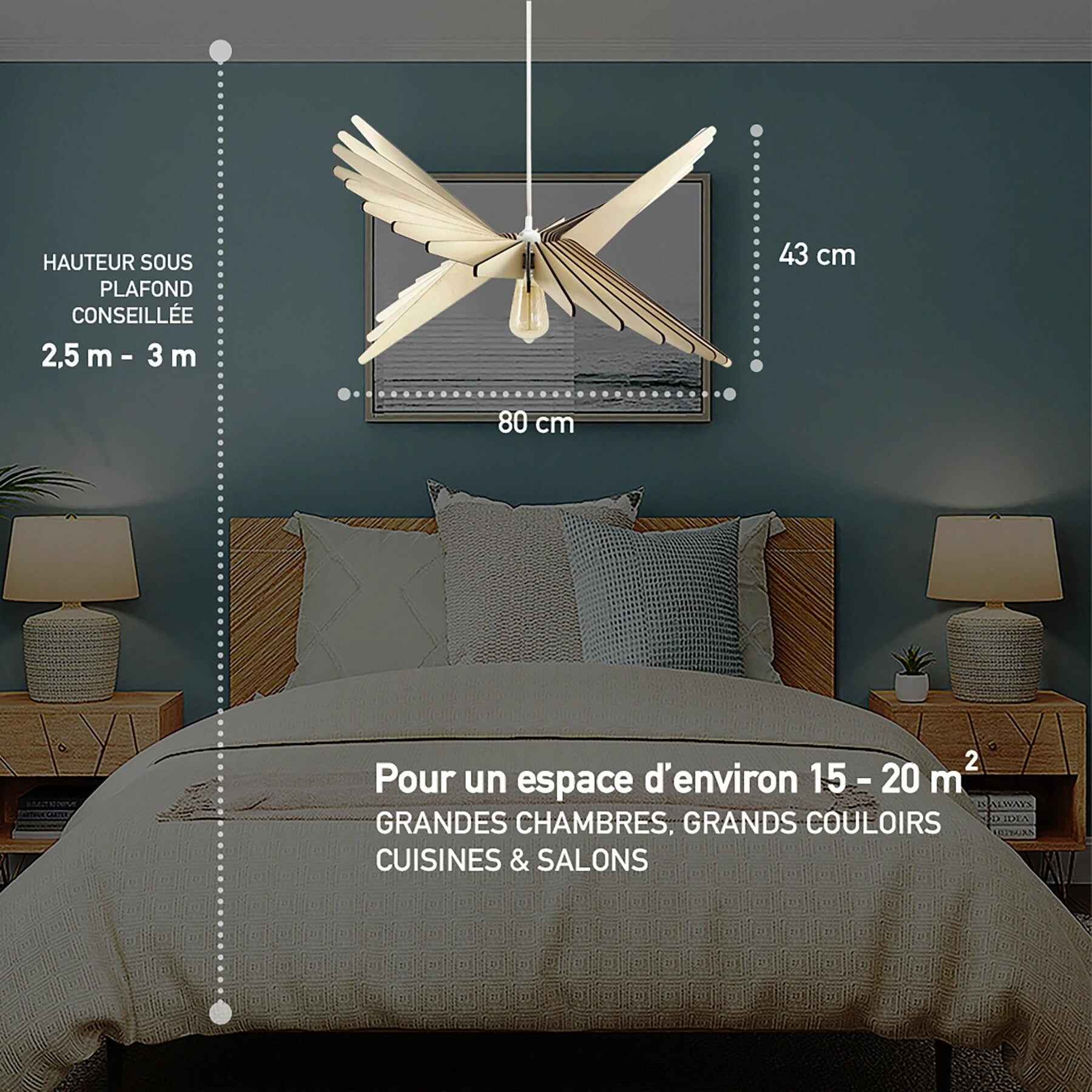 Albatros L'imparfait Pendelleuchte Holz 65cm