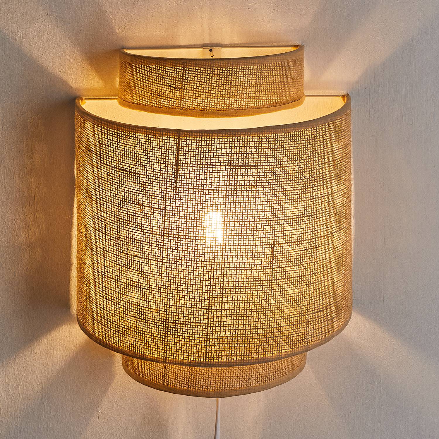 Wandleuchte Rawa Linen Rattan Braun