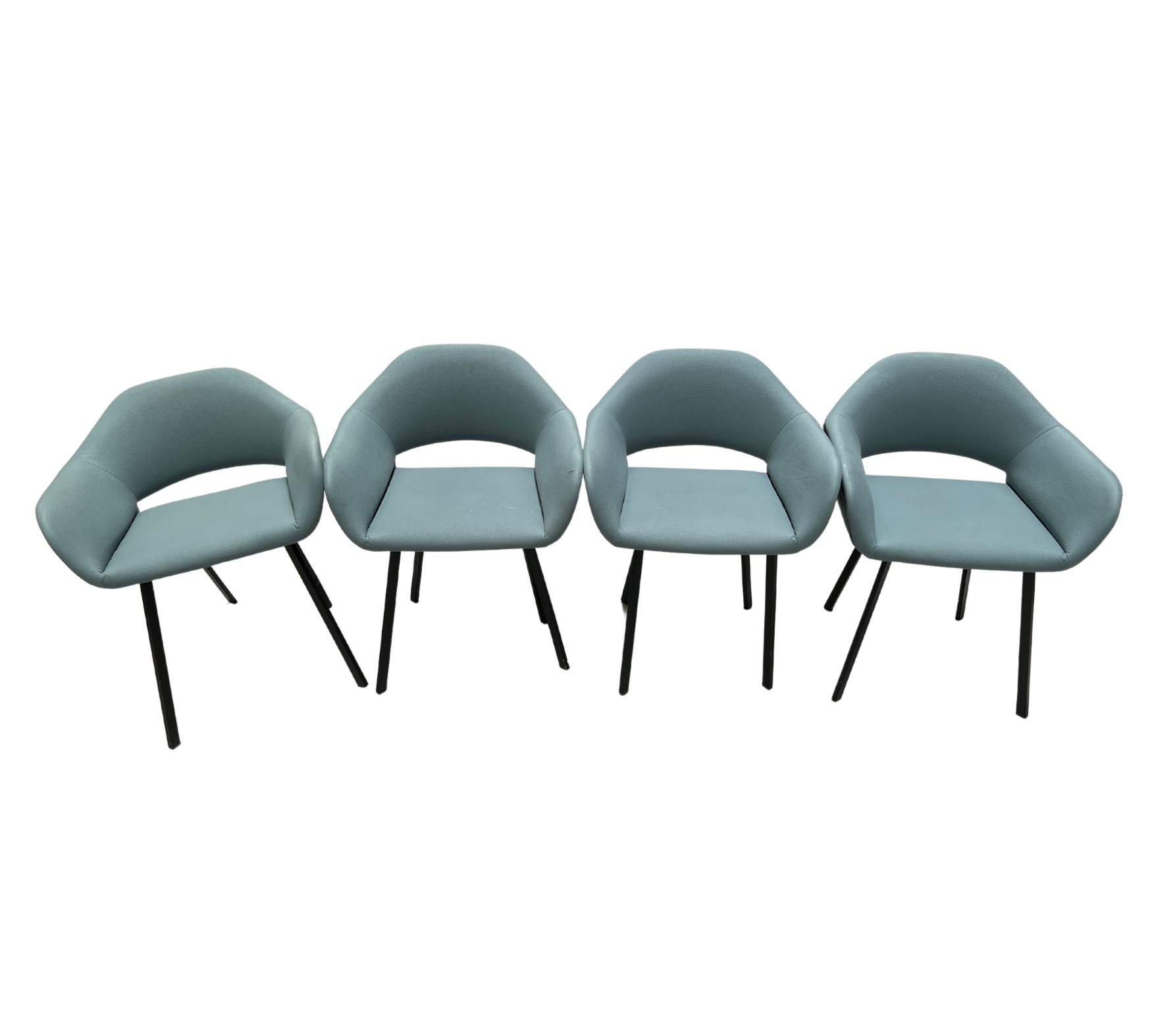 2x Esszimmerstuhl Kunstleder Holz Blau