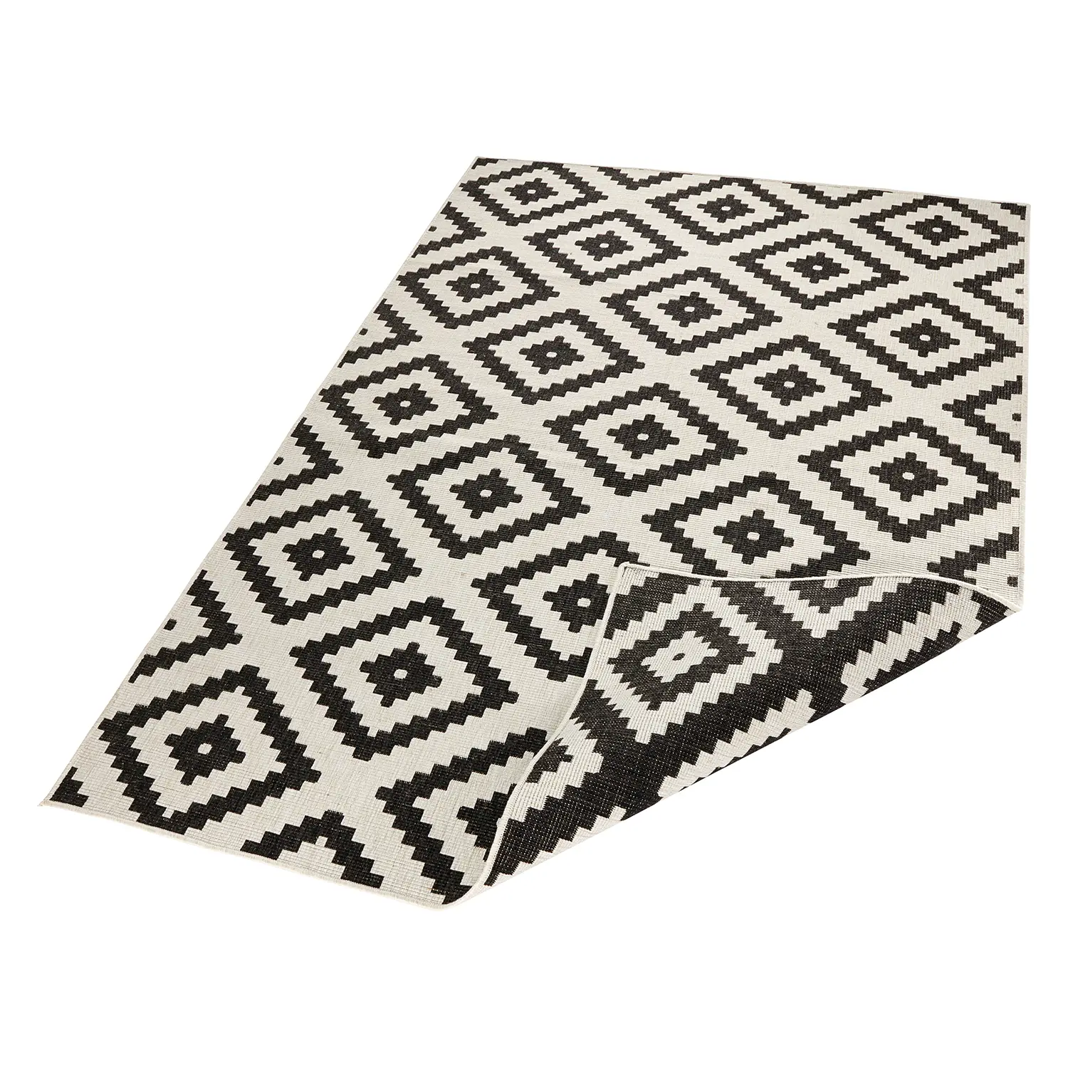 In-/outdoort carpet Malta synthetic fiber Black 80 x 150 cm