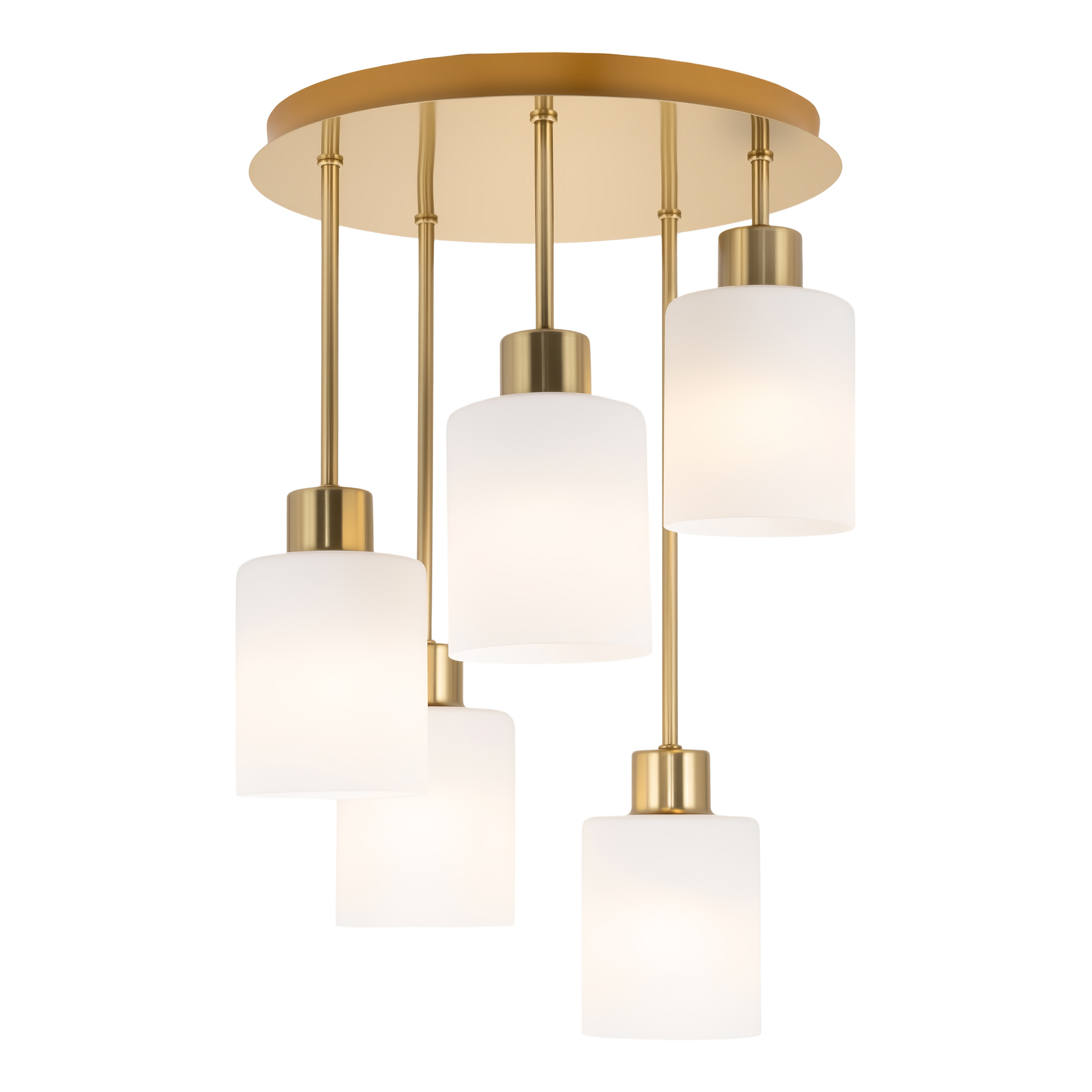 Polley Pendelleuchte 5-flammig Milchglas Gold 