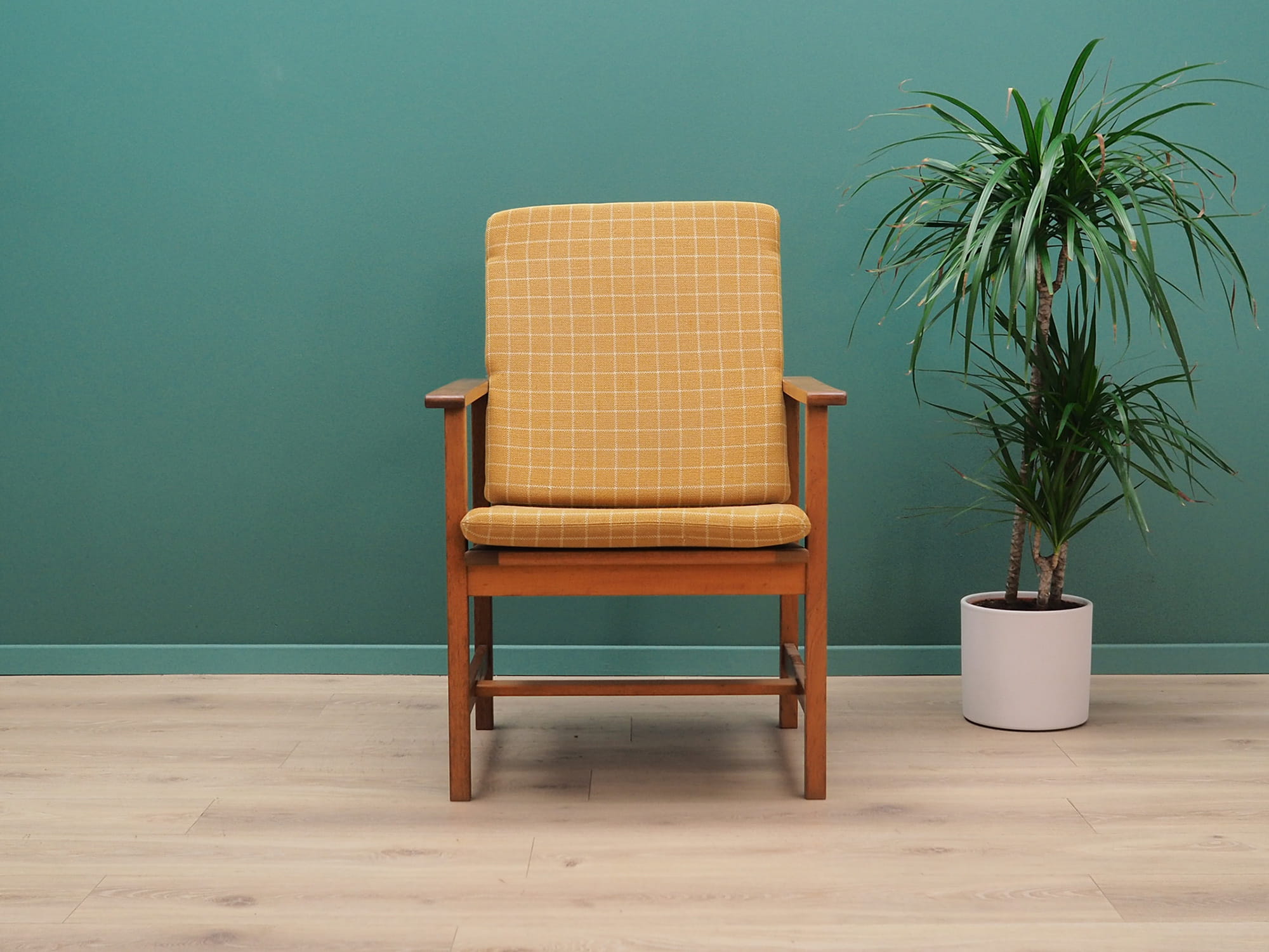 Armchair Teak wood Textile Yellow 1970s