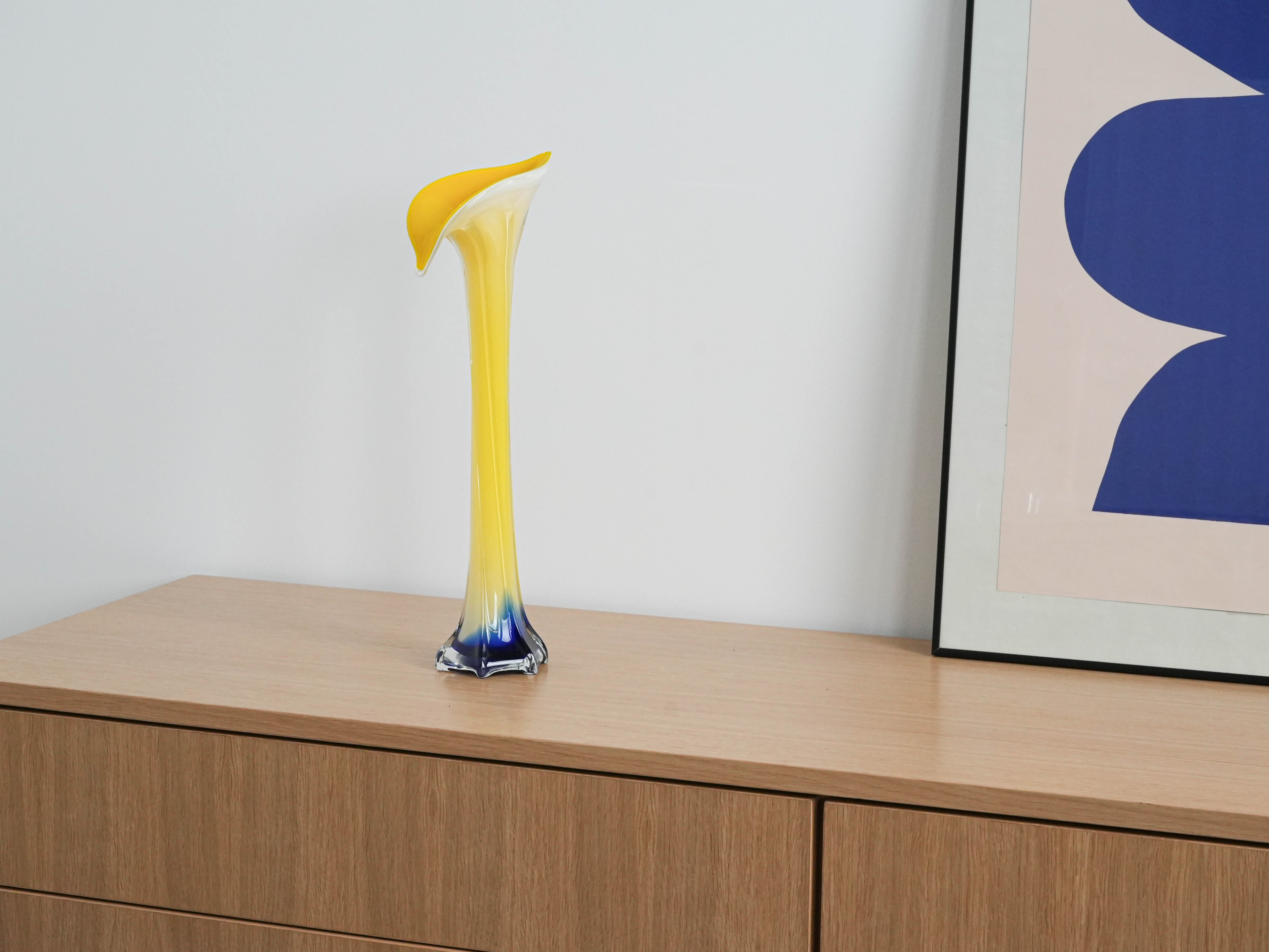 Vase Muranoglas Gelb 1970er Jahre