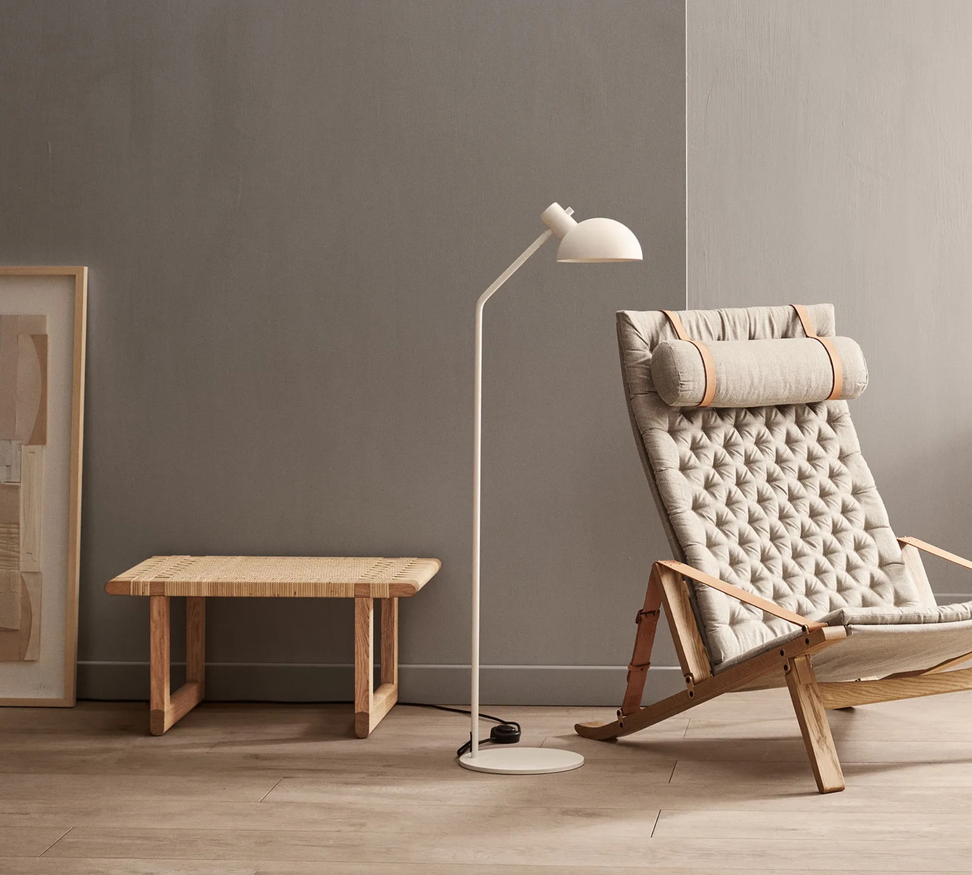 BMO488S Tischbank Eichenholz Rattan Natur