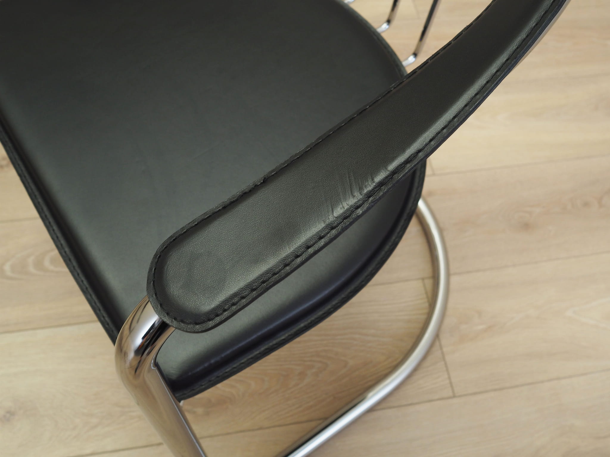 4x Dining chair leather metal 1980s