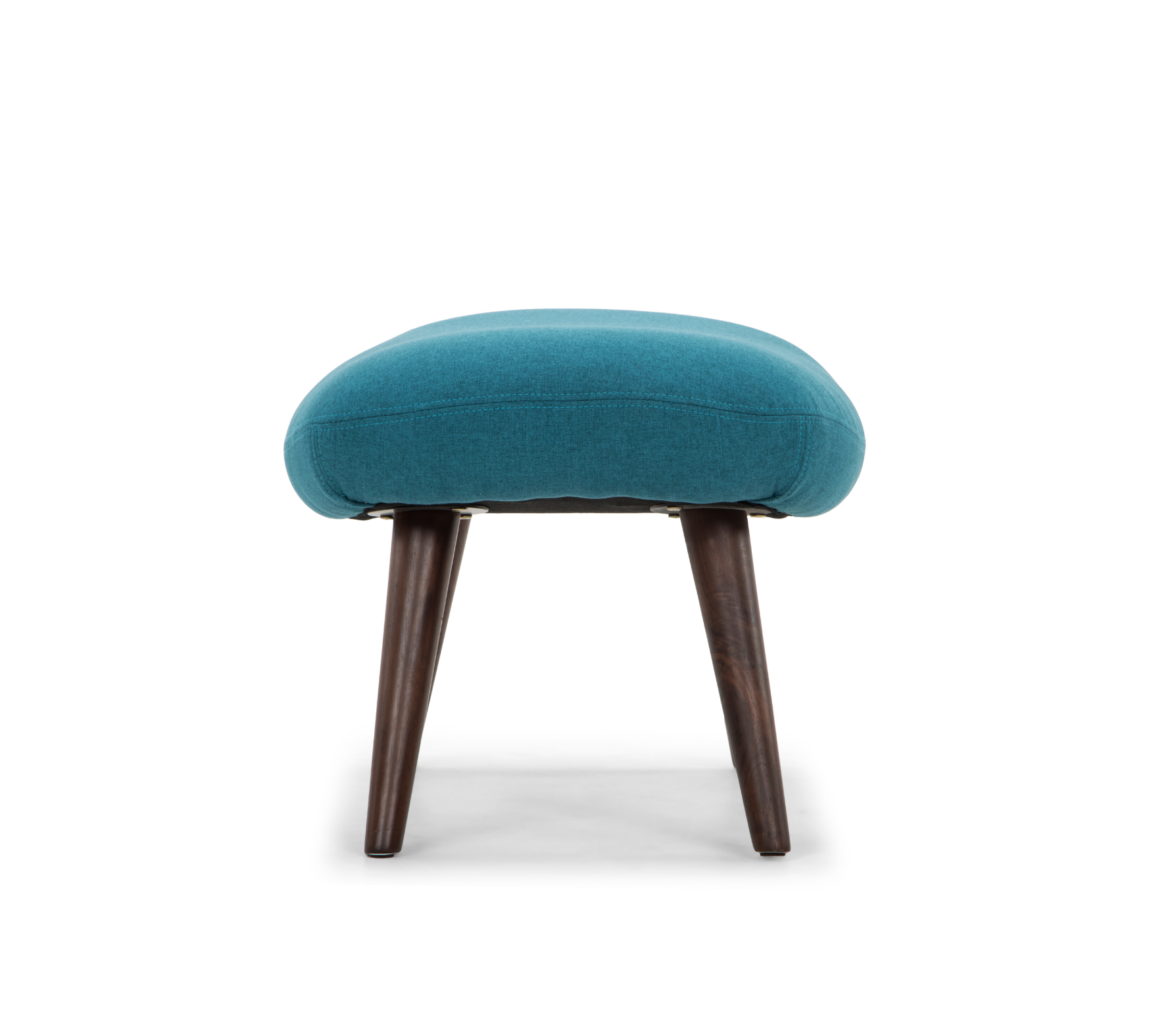 Moby Sessel mit Hocker Nussbaumholz Textil Aqua Blue