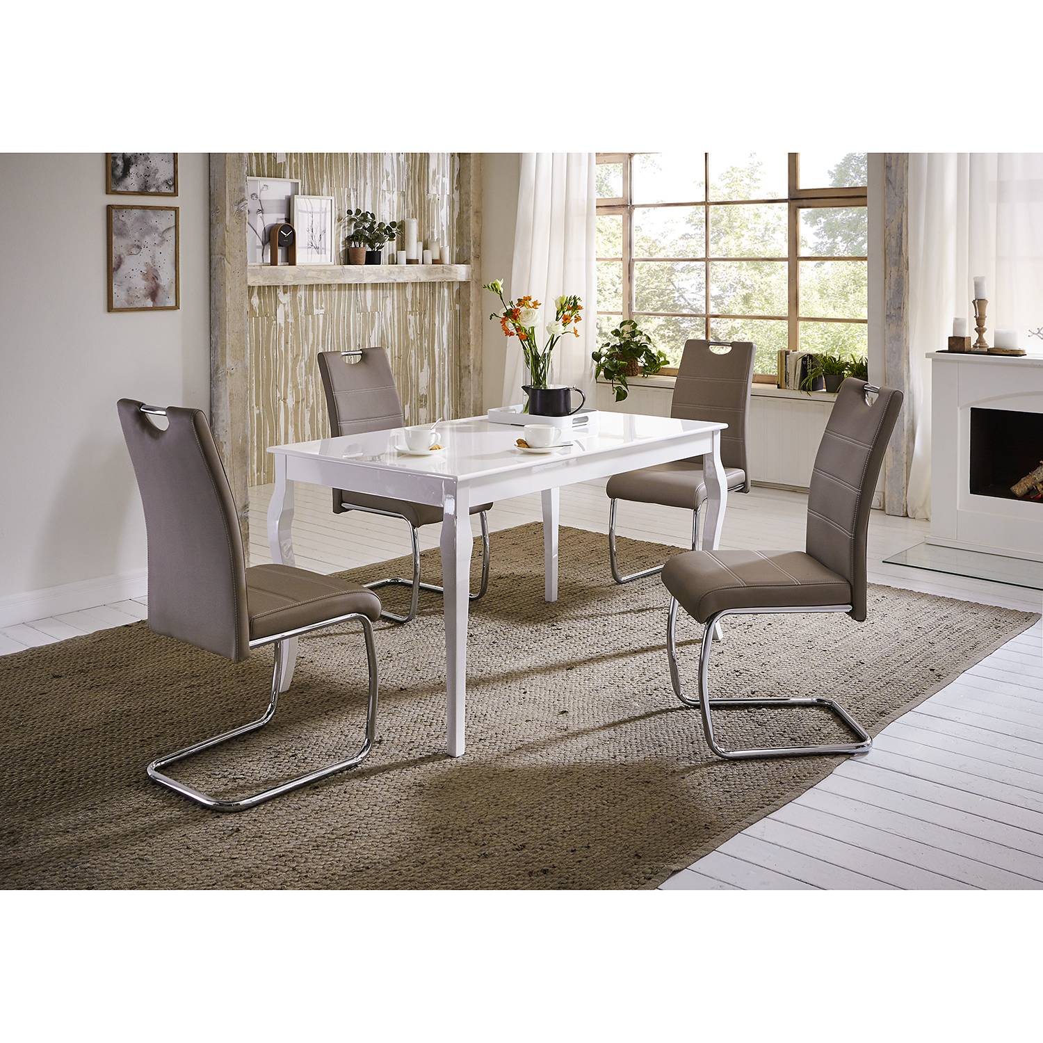 La Paz Cantilever Chair Set of 2 Faux Leather Brown