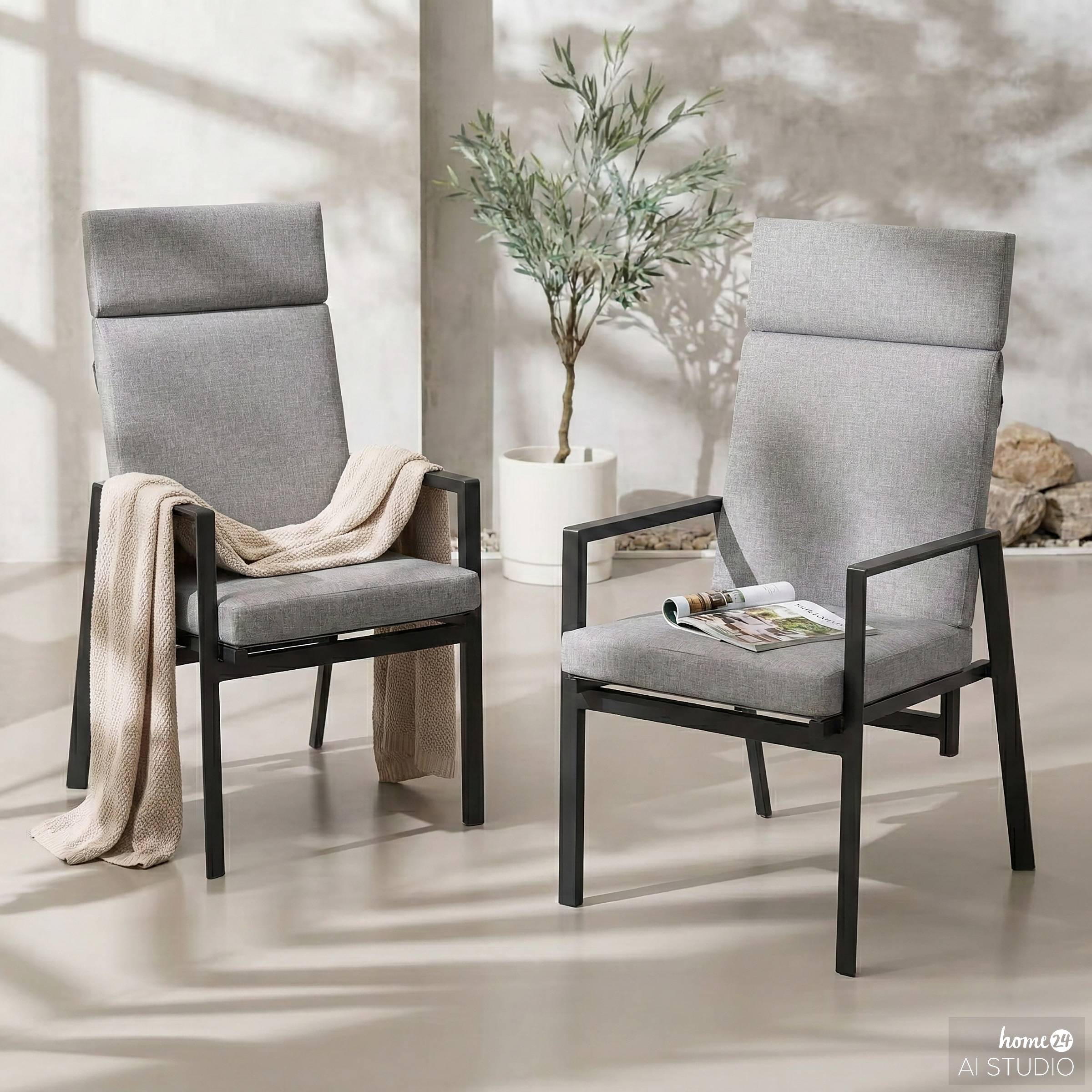 Garden chair Myluna set of 2 aluminum gray