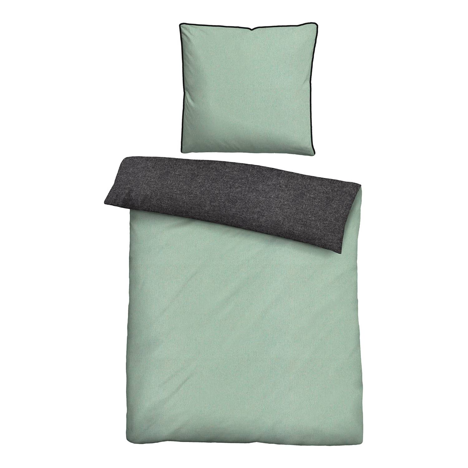 Bed linen Melange flannel Green 135x200cm Pillow 80x80cm
