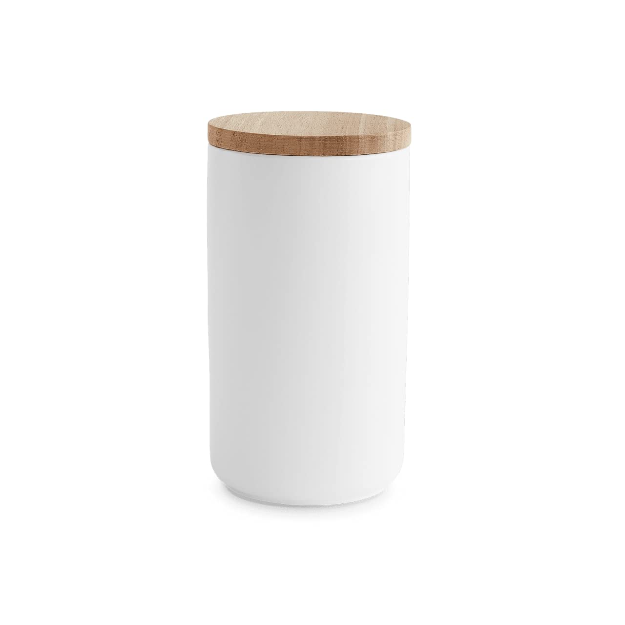 Vorratsdose Keramik mit Holzdeckel Weiß 