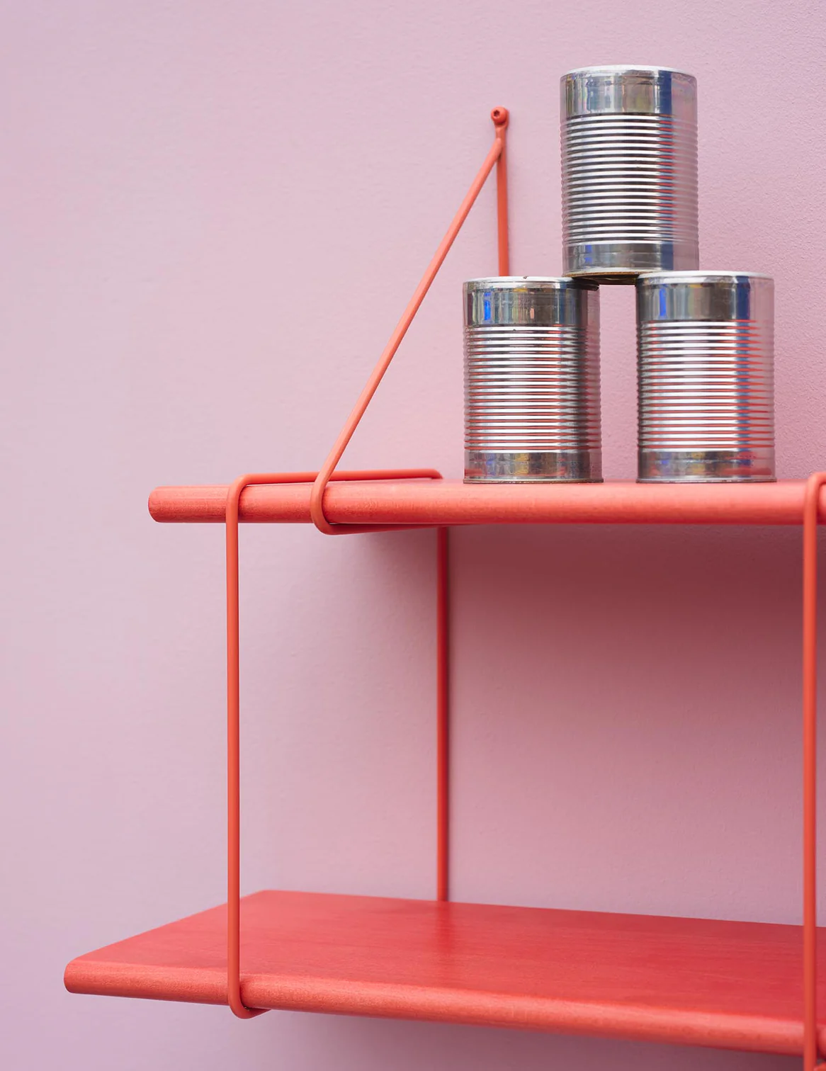 Shrink Wandregal Buchenholz Stahl Salmon