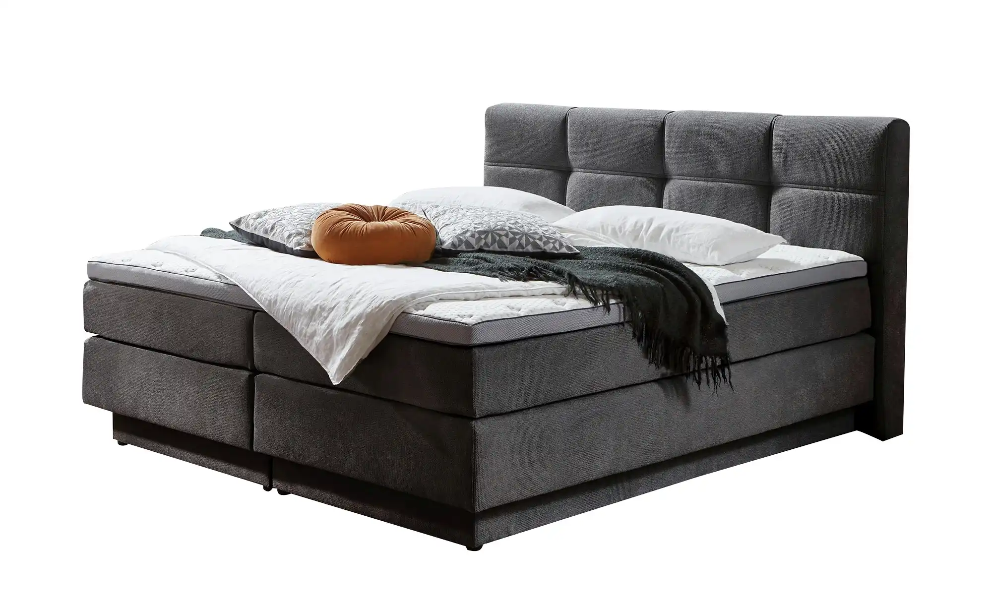 Chicago Boxspringbett mit Bettkasten & Topper Grau