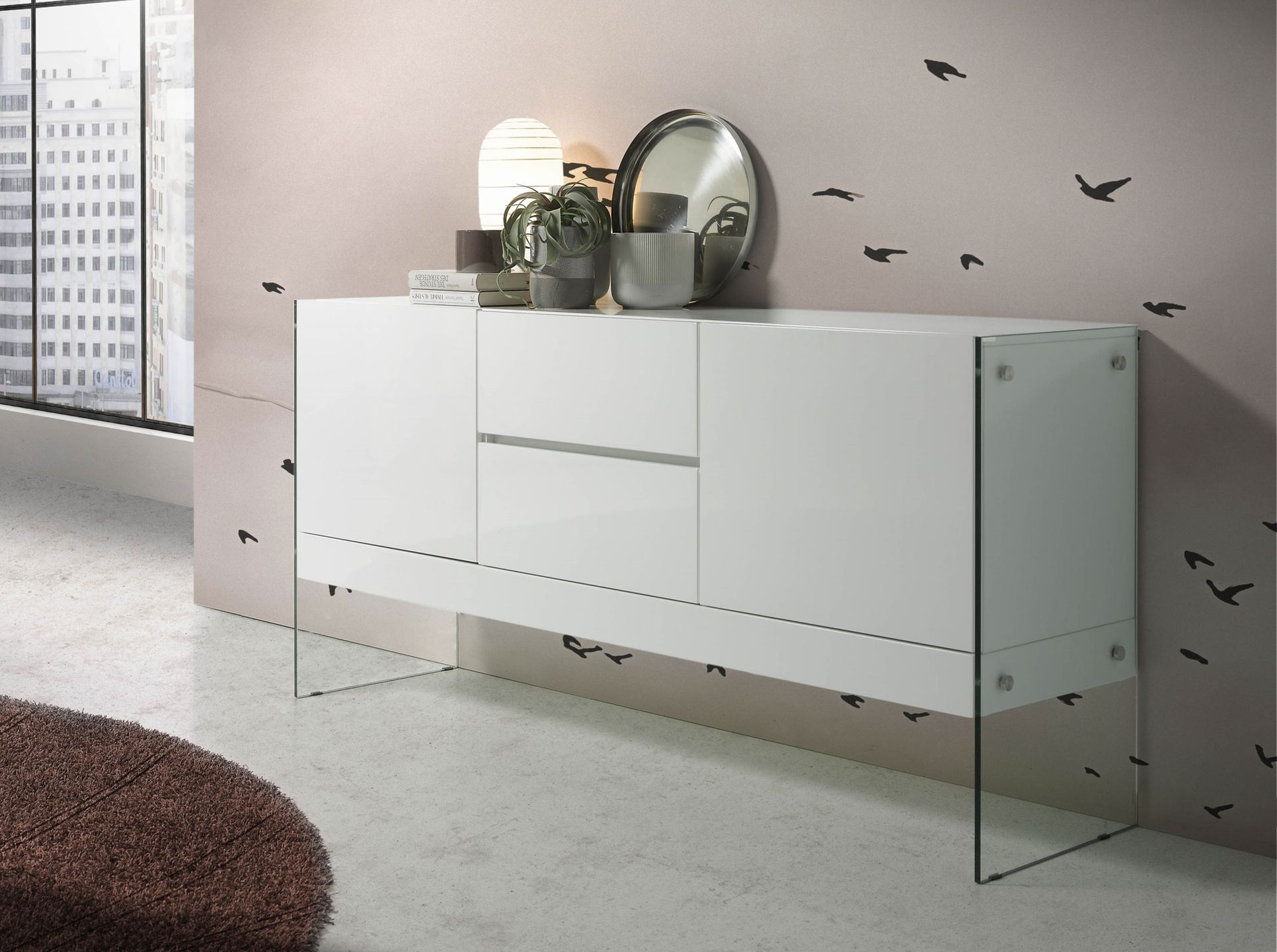 Sideboard Glas Weiß
