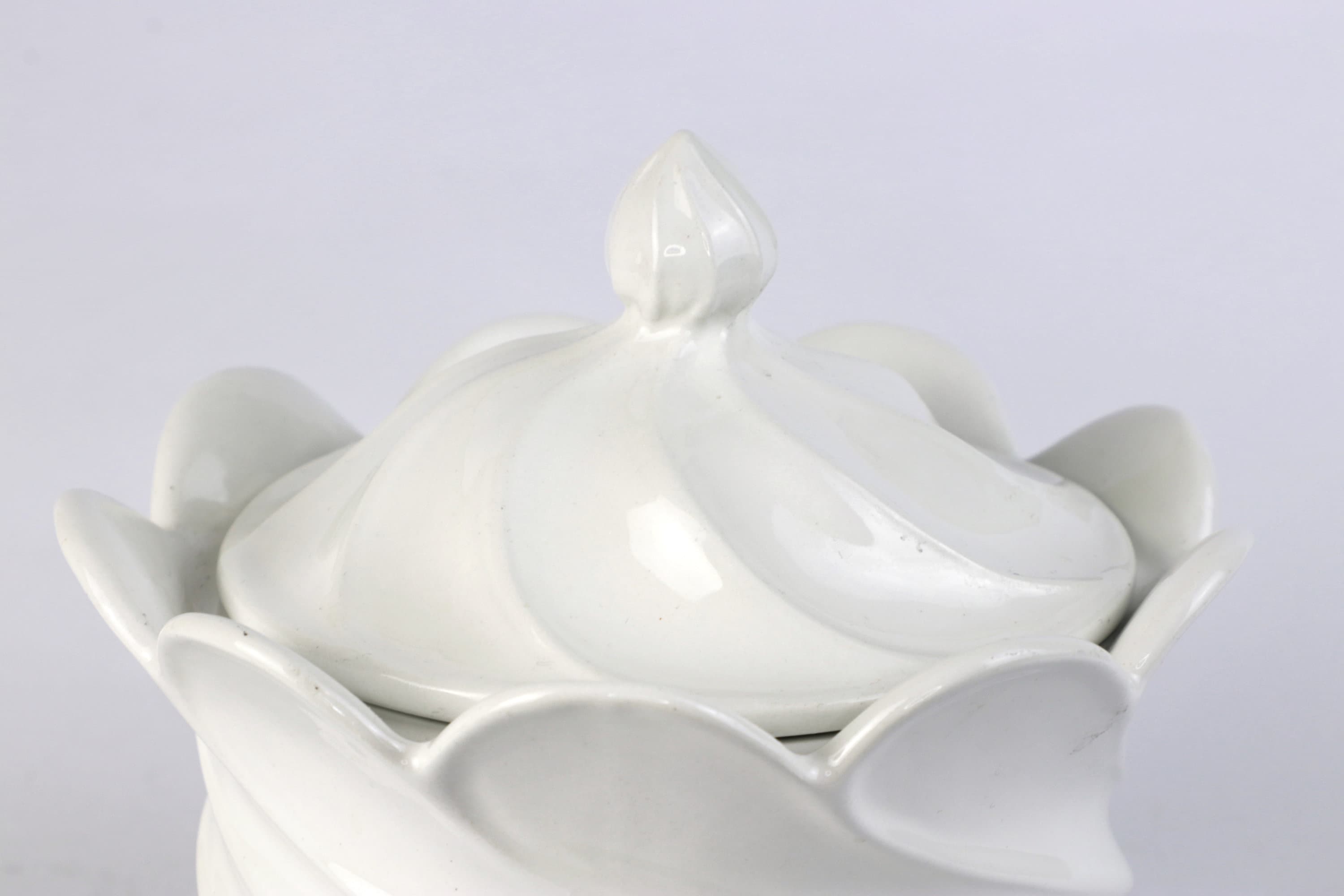 Vintage lidded jar ceramic white 1980s