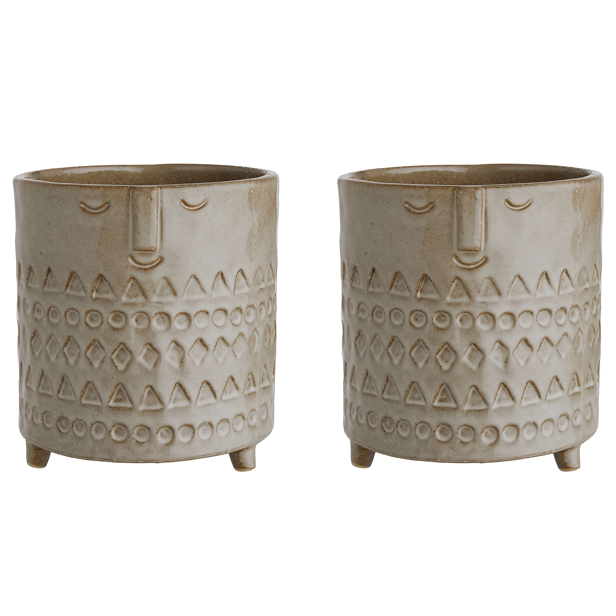 2x Blumentopf Ethno Porzellan Braun