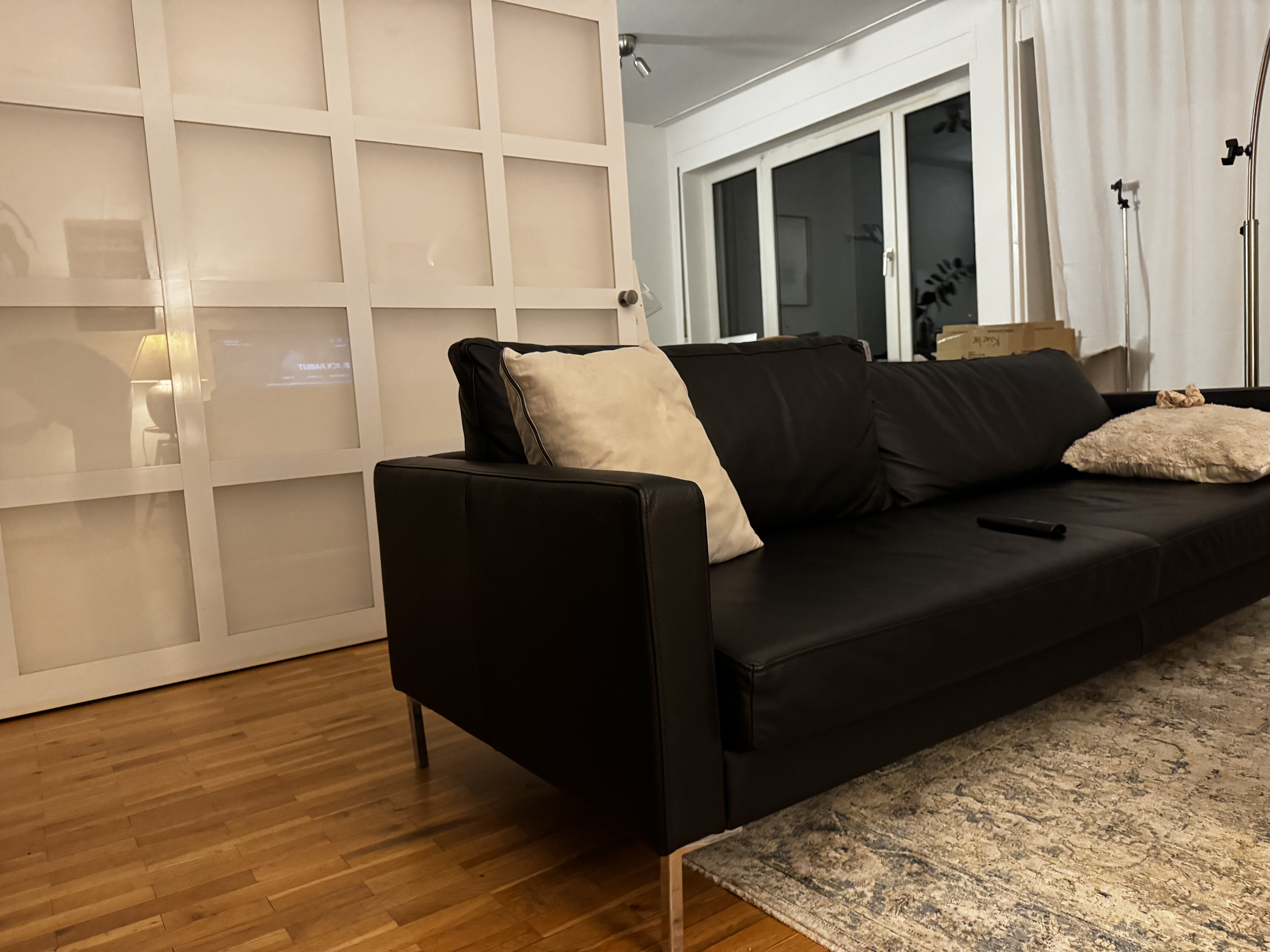 3-Sitzer Sofa Leder Schwarz