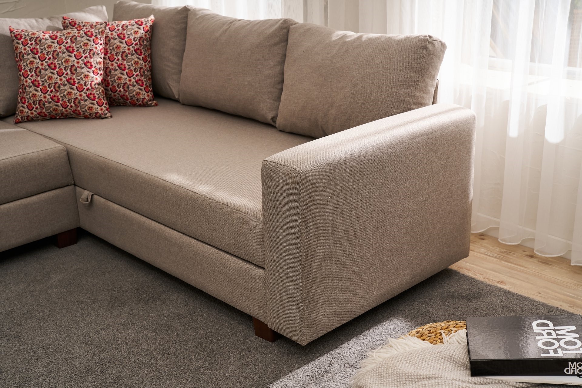 Aly  Schlafsofa Récamiere Links Baumwolle Beige