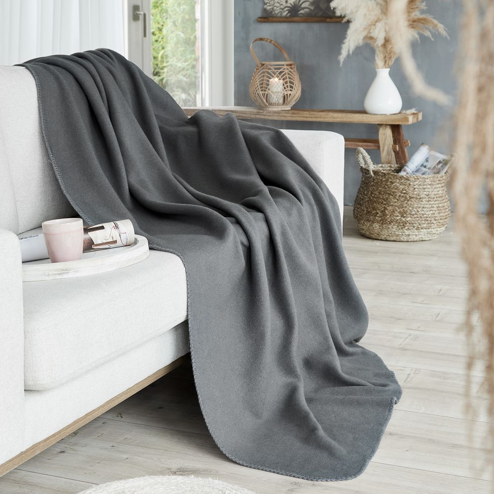 Wohndecke aus Visco Fleece Anthrazit