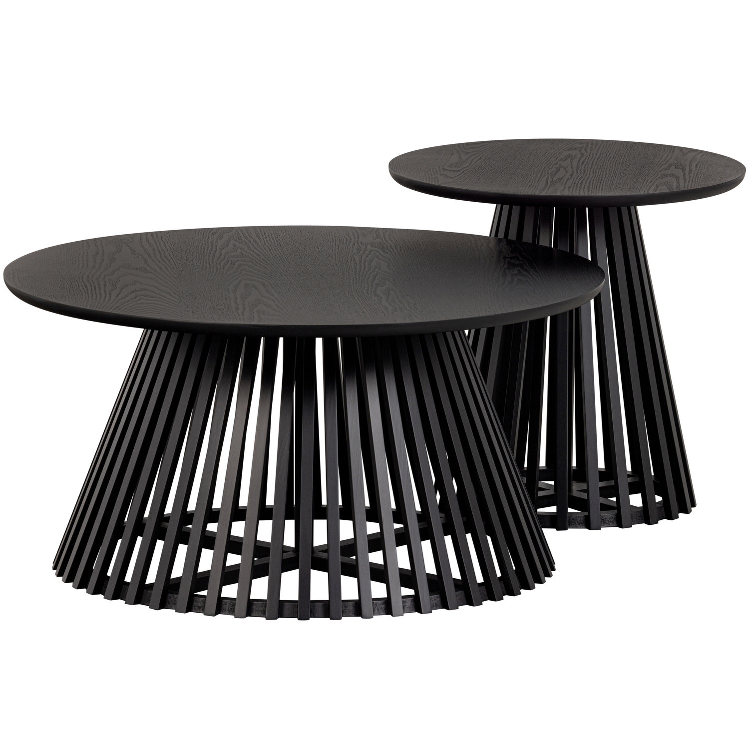 Slats High Beistelltisch Kiefernholz Schwarz Ø 50cm