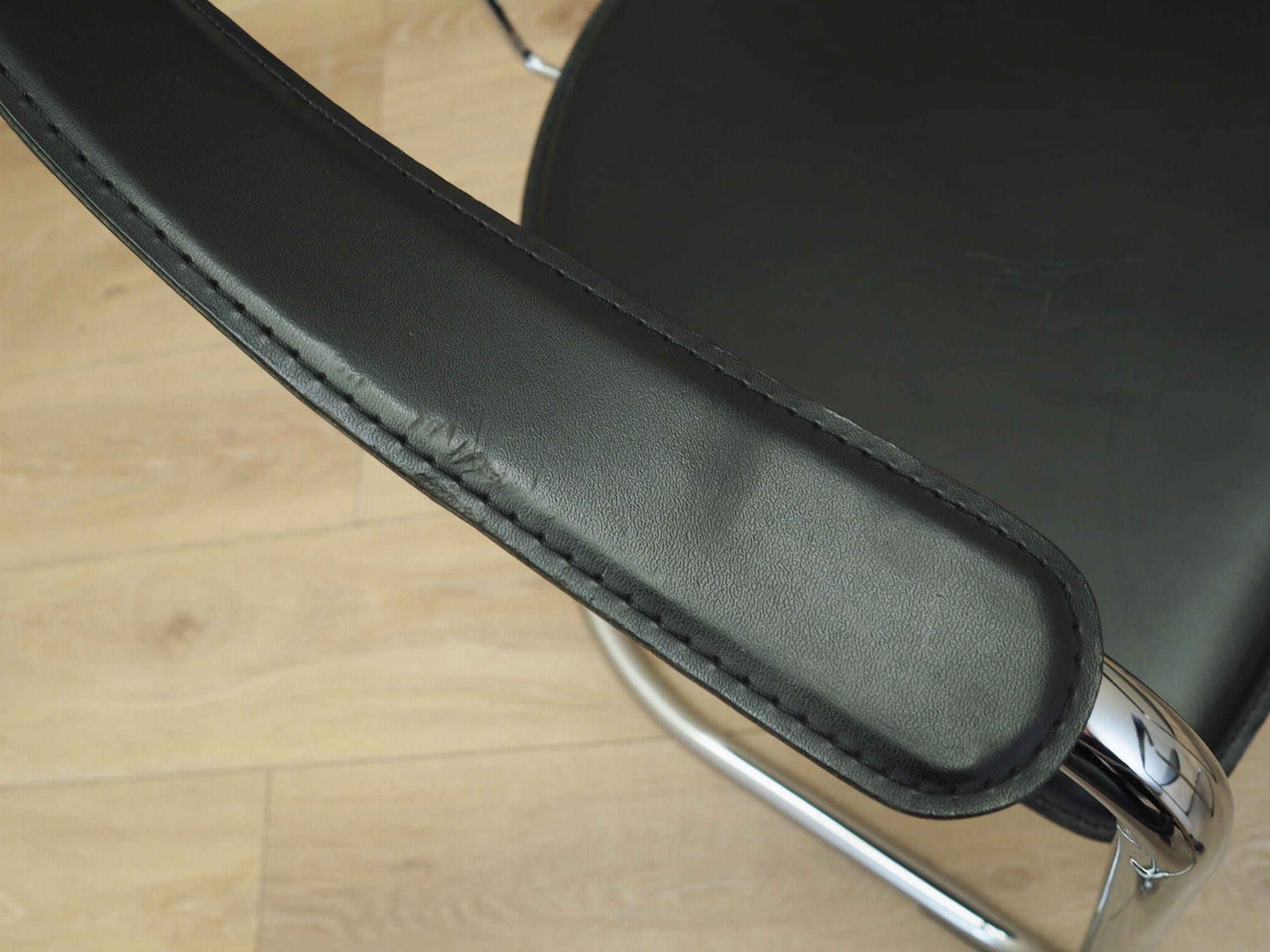 4x Dining chair leather metal 1980s