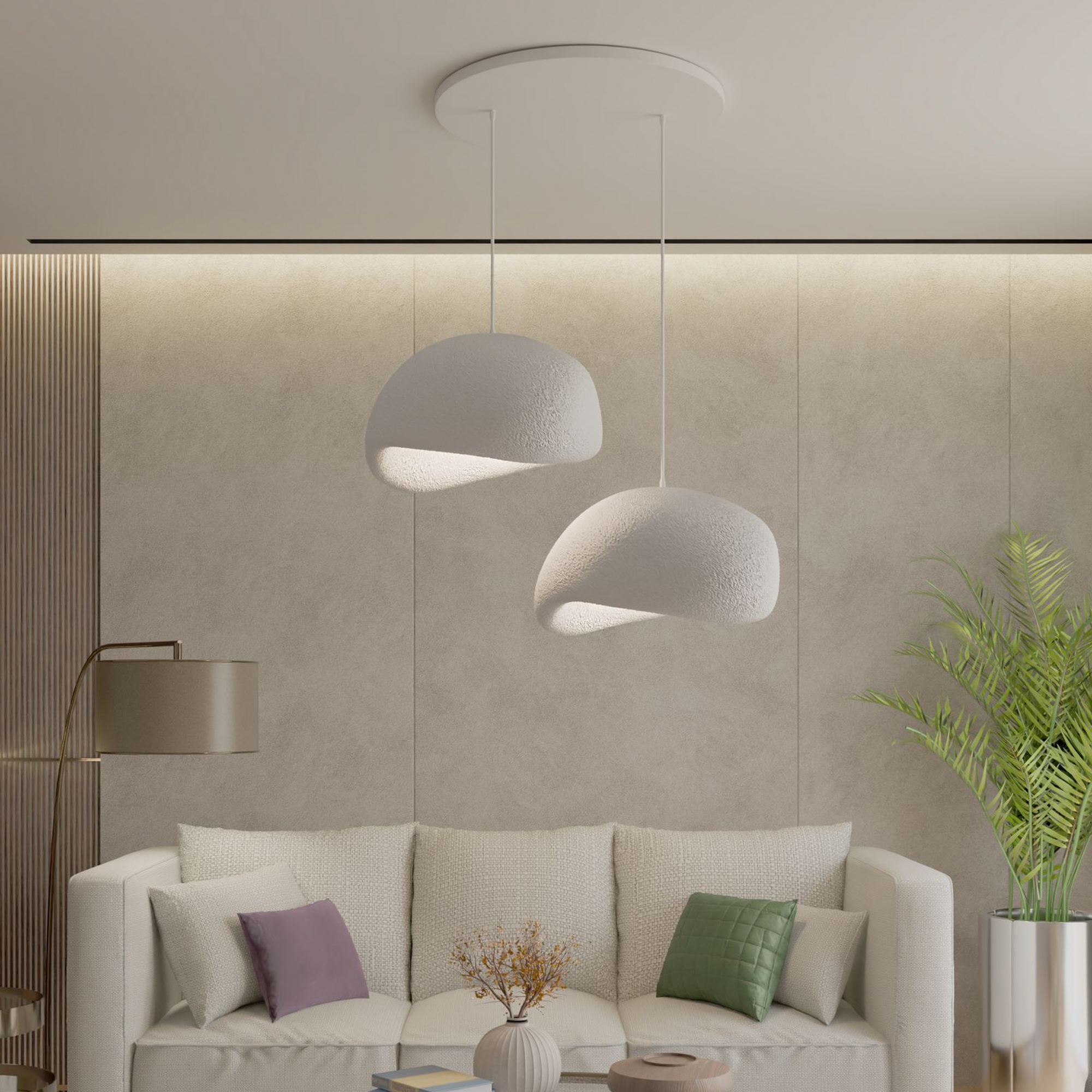 2-Flammig Wabi Sabi Grainbeams Pendelleuchte Weiß