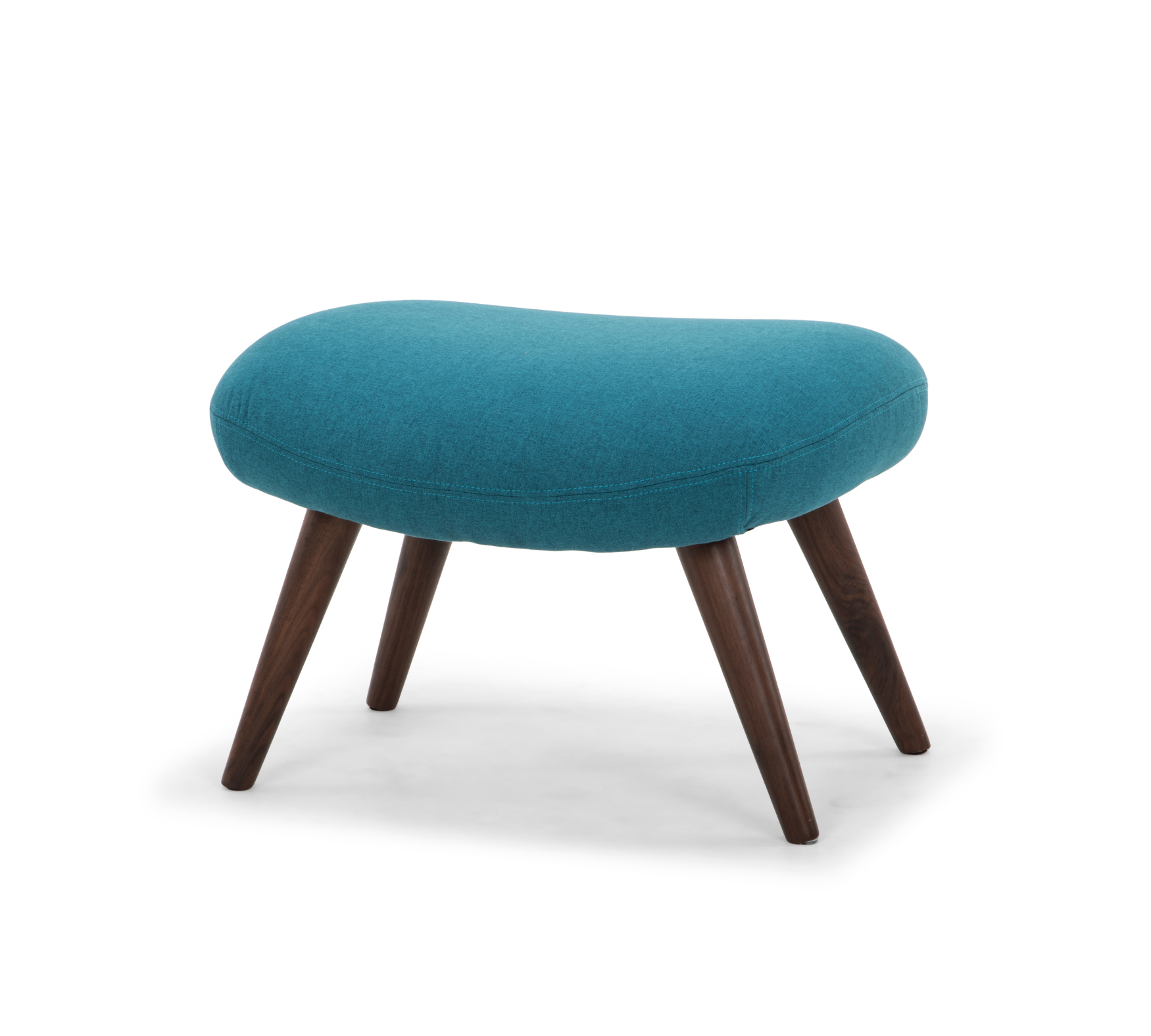 Moby Sessel mit Hocker Nussbaumholz Textil Aqua Blue