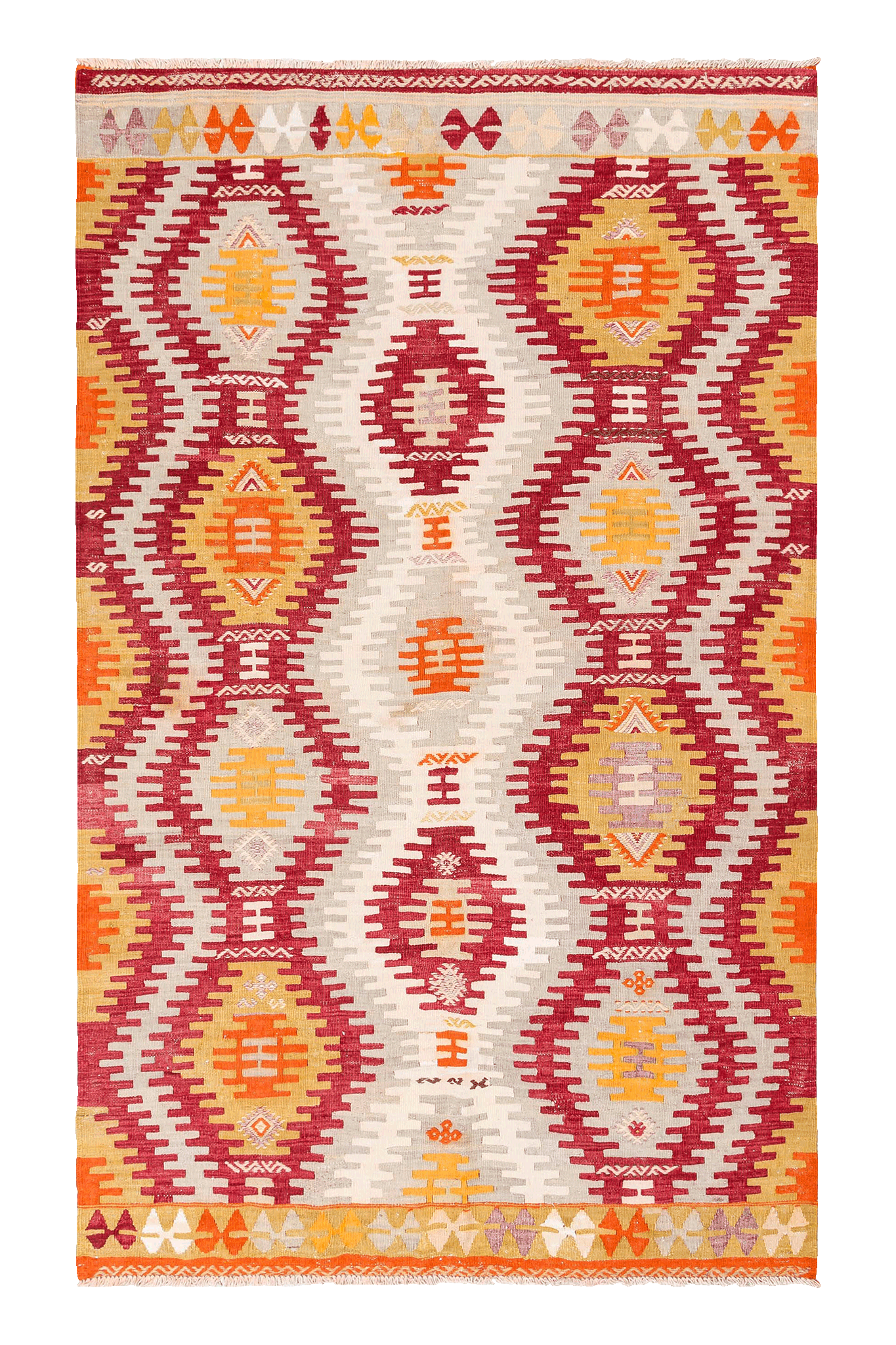 Vintage Kilim Teppich Wolle Mehrfarbig