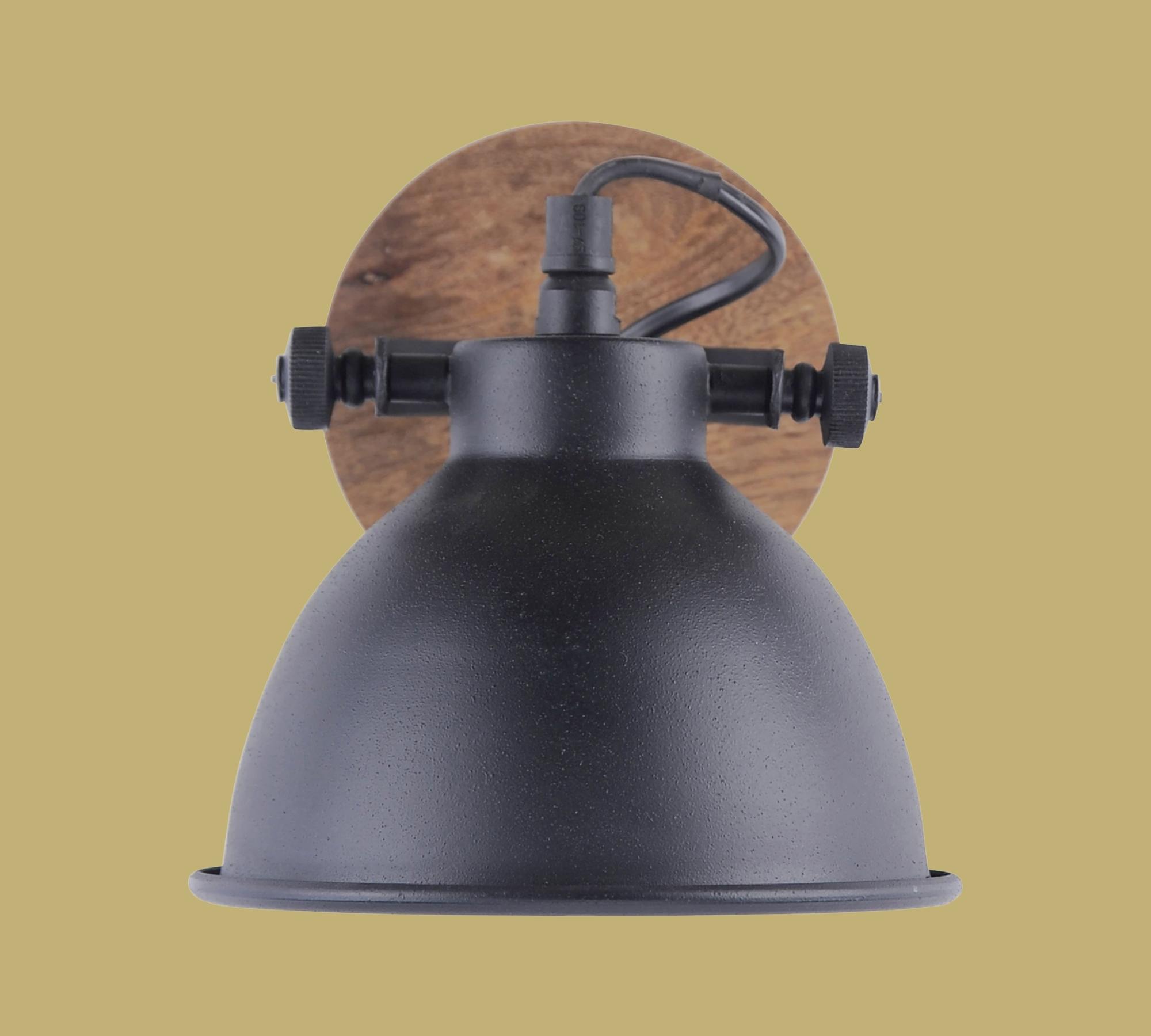 1-light wall lamp wood metal black