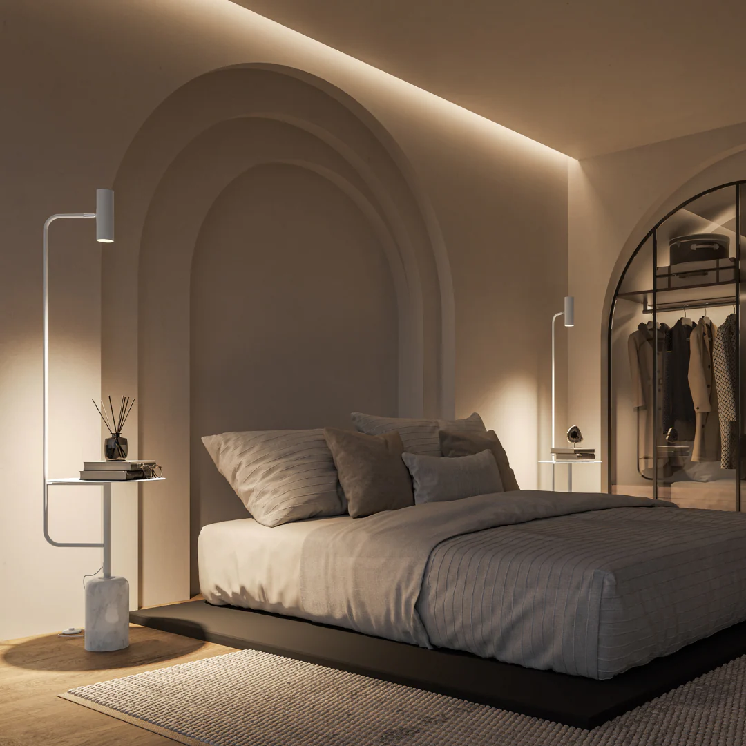 1-Flammige Stehleuchte Artemis Aluminium Stein Weiß