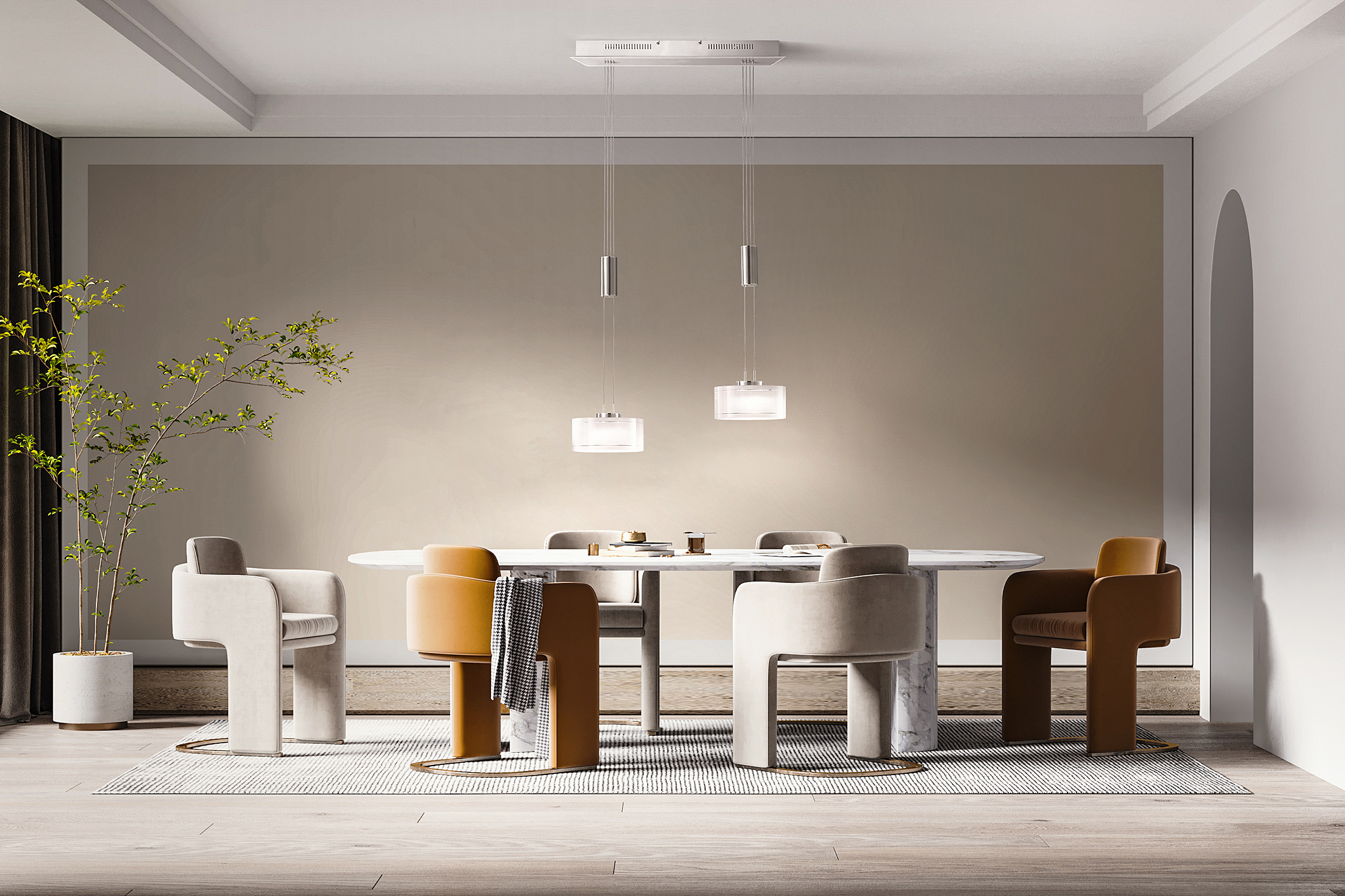 LED-Pendelleuchte Lavin Eisen Opalglas Weiß