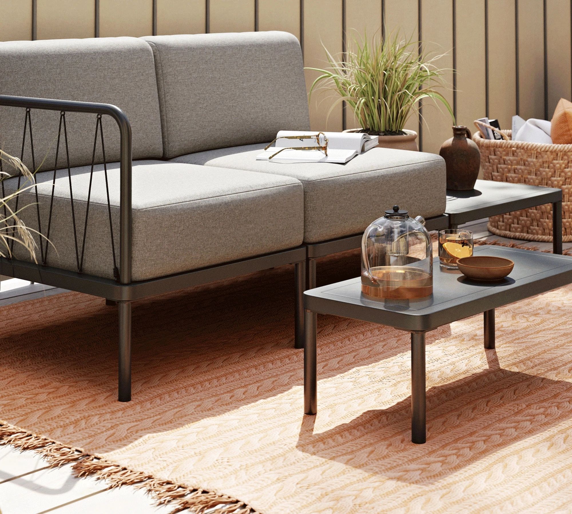 Hadley Outdoor Couchtisch Anthracite Grey Steel 60 x 70 cm