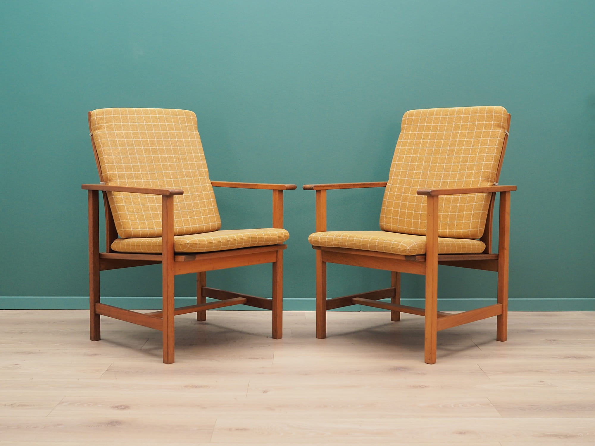 Armchair Teak wood Textile Yellow 1970s
