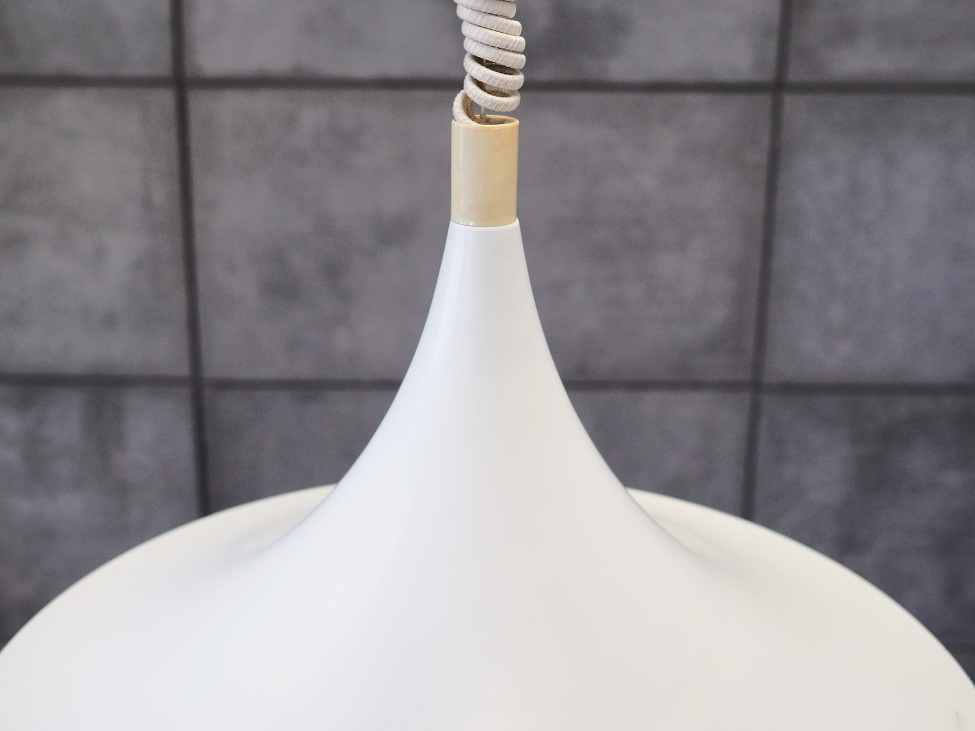 Vintage pendant lamp metal white 1960s