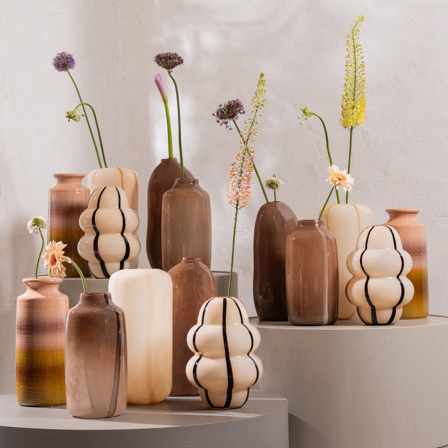 Arles Vase Glas Natur mit Streifen