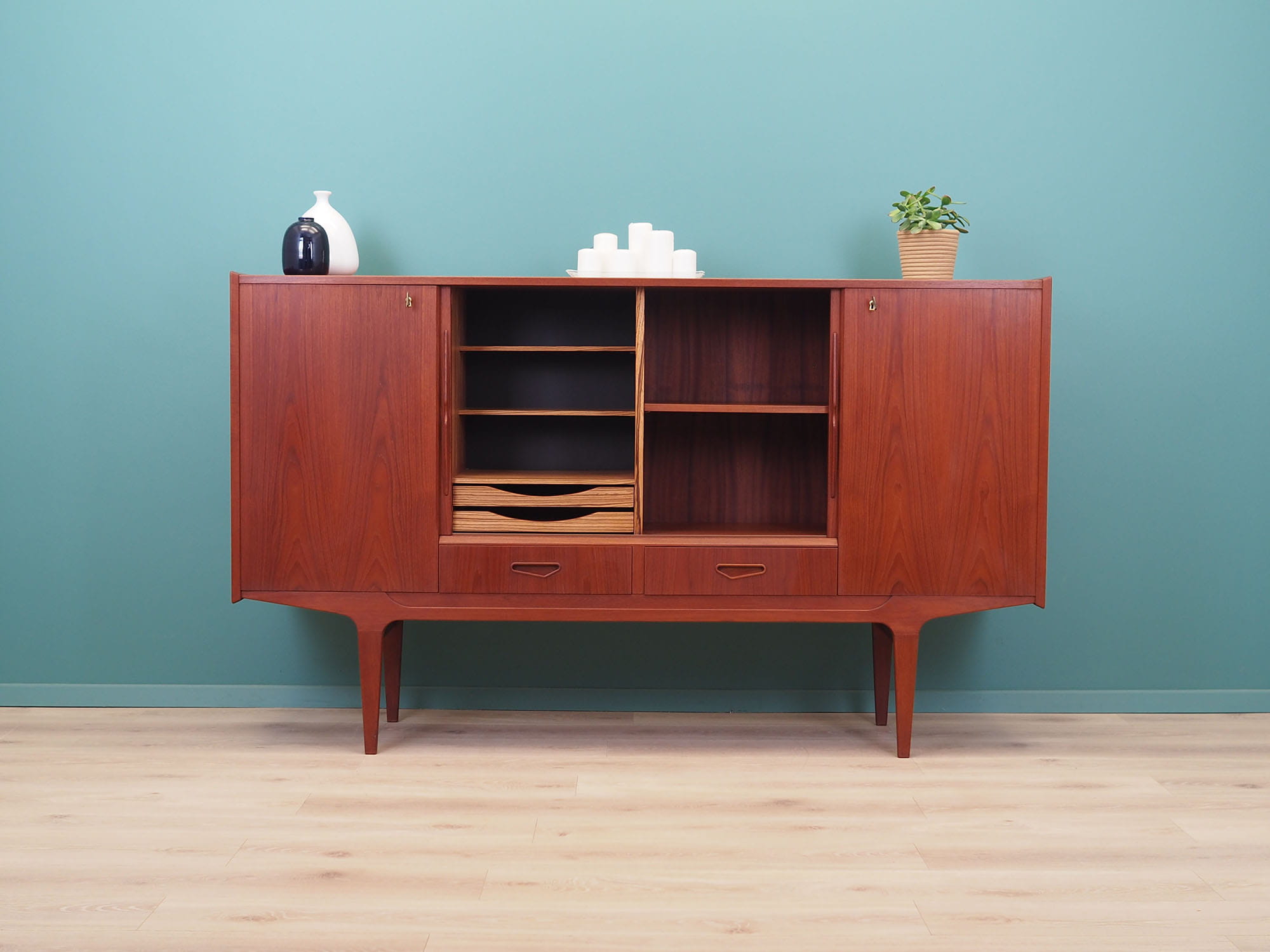 Vintage Highboard Holz Braun 1960er Jahre