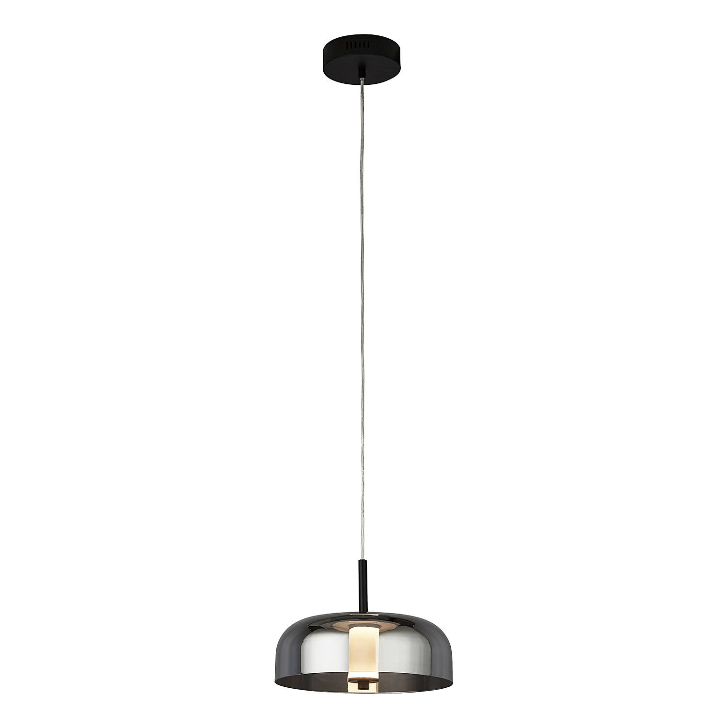 LED pendant light Frisbee Steel Smoked Glass Black