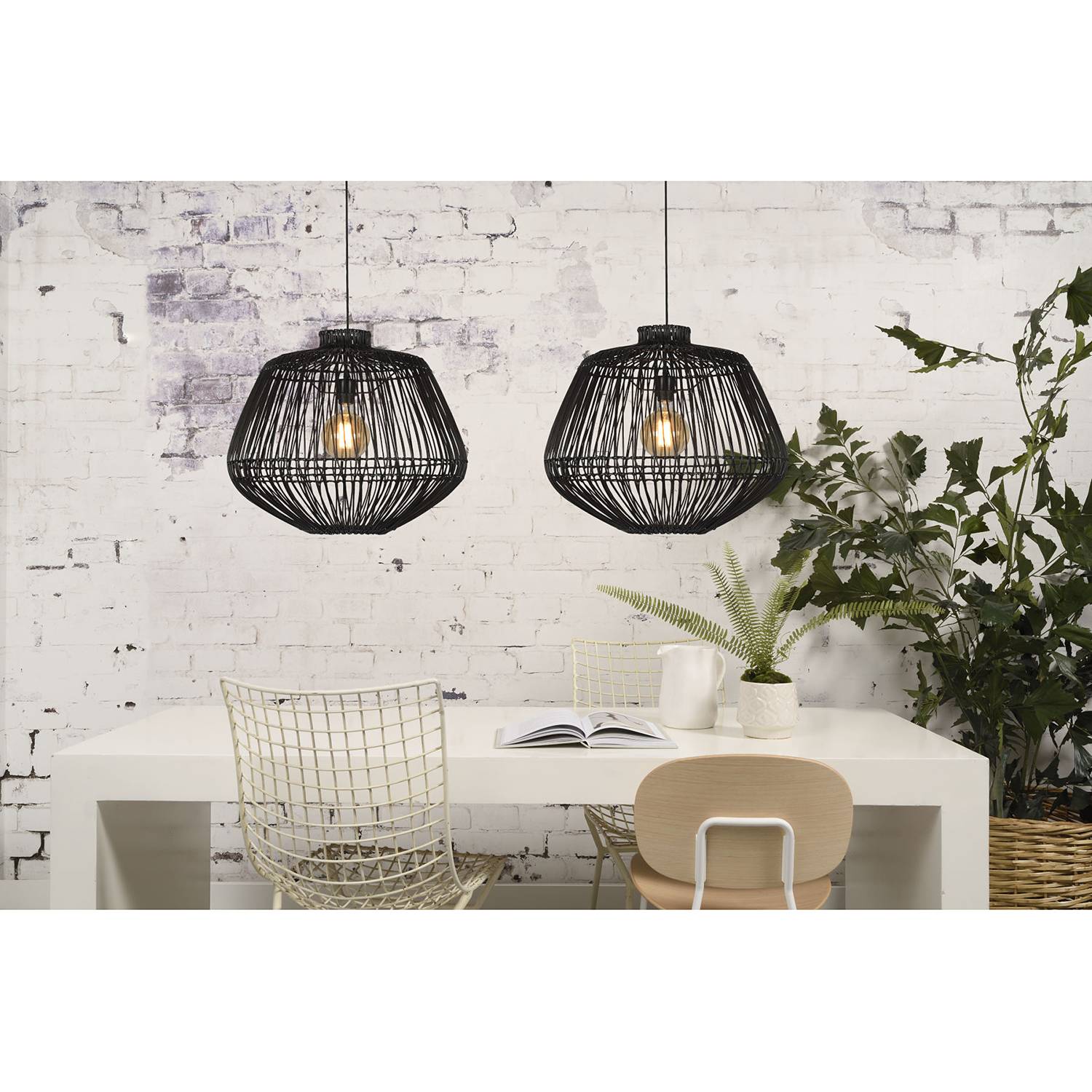 1-Flame Pendant Lamp Madagascar Bamboo Solid