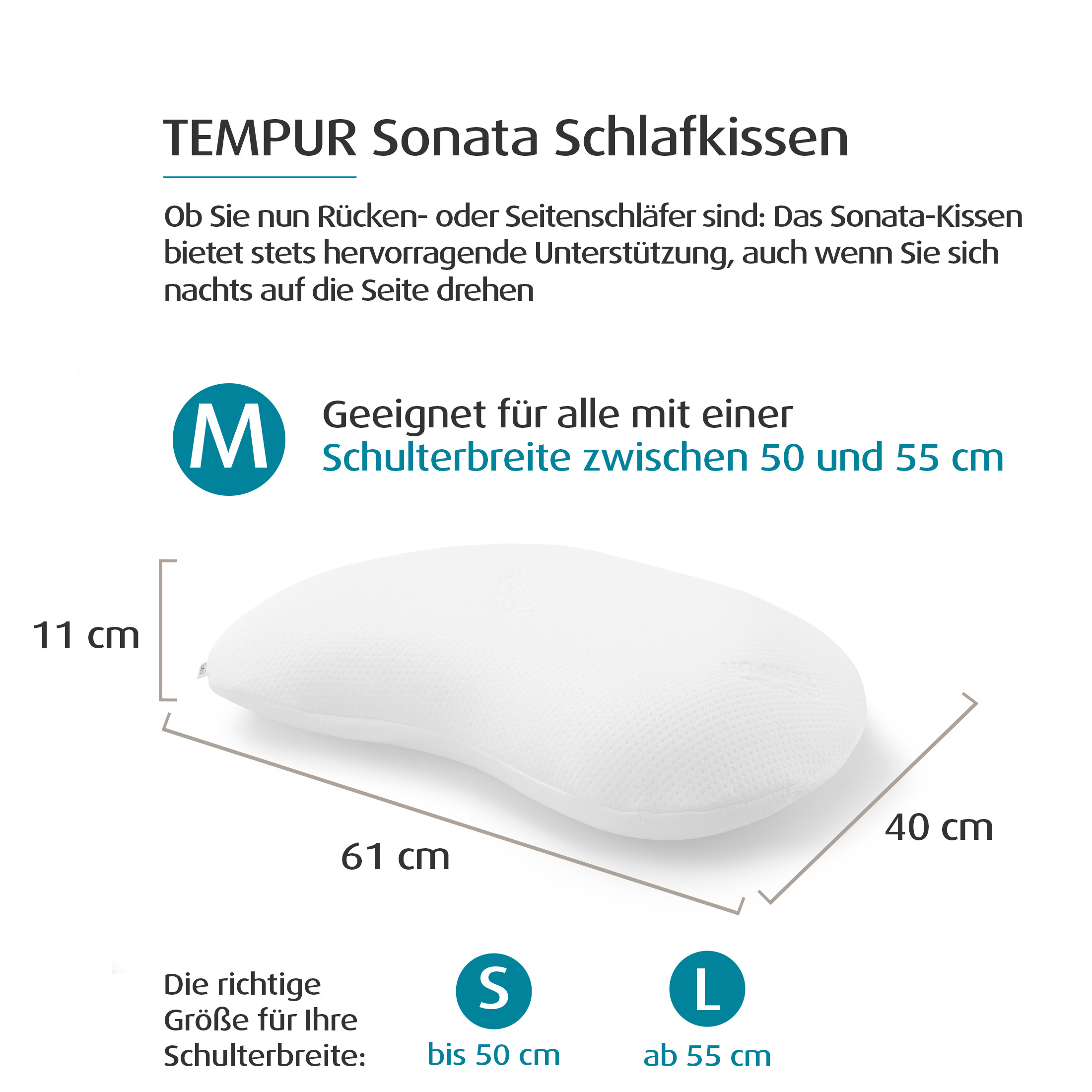 TEMPUR® Sonata ergonomisches Nackenstützkissen in M