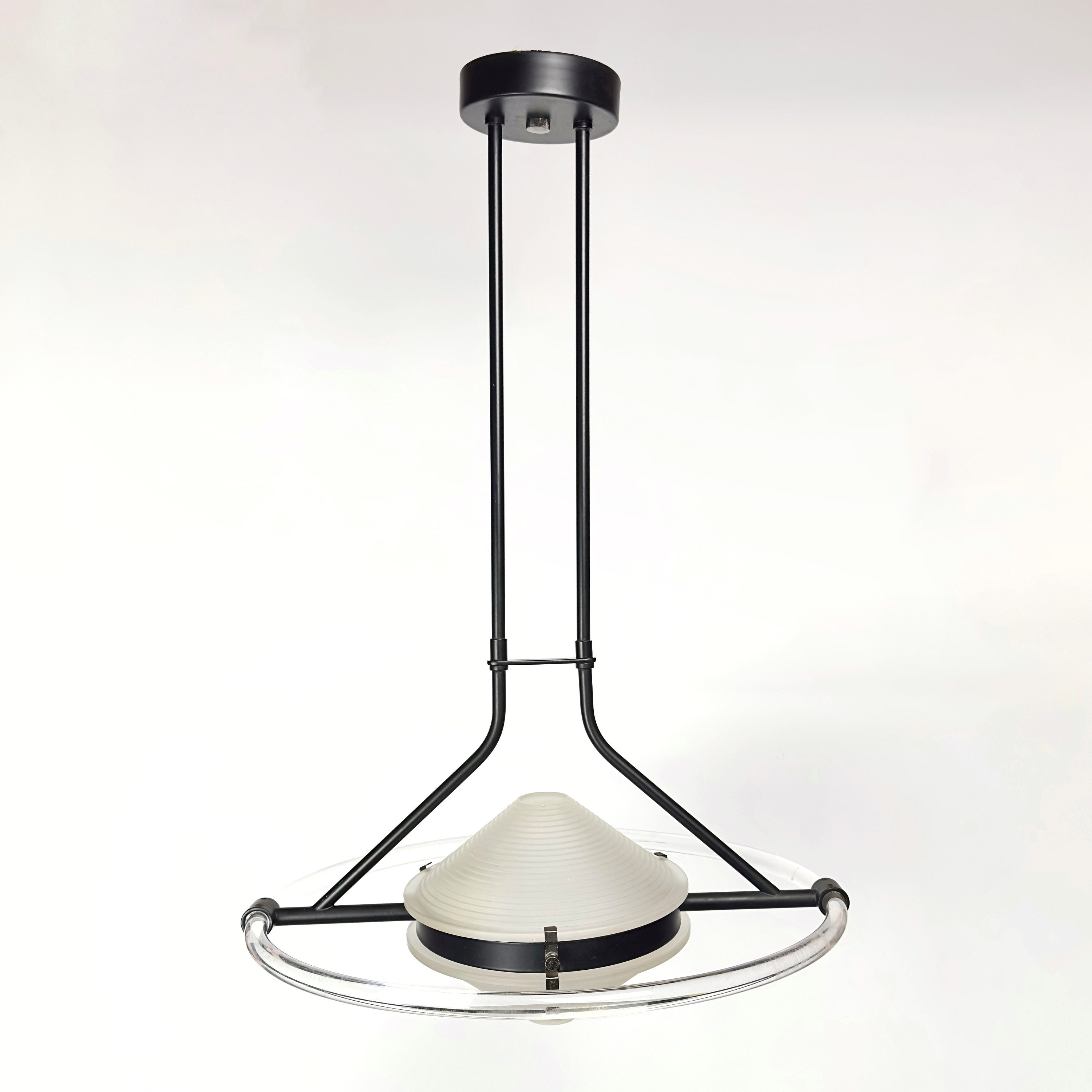 Deckenlampe Milchglas Plexiglas 1980er Jahre