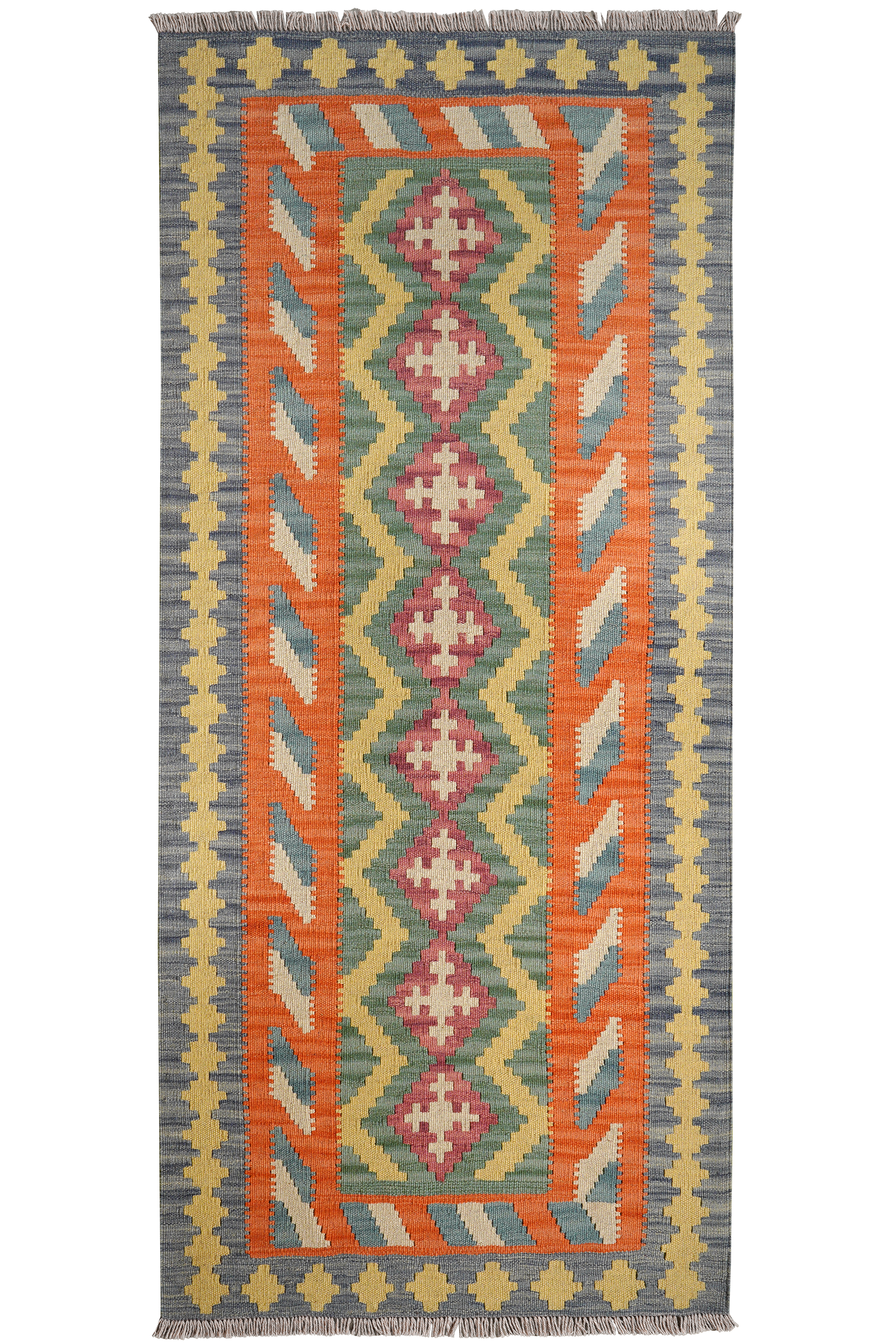 Tappeto Kilim Gashgai Lana Verde