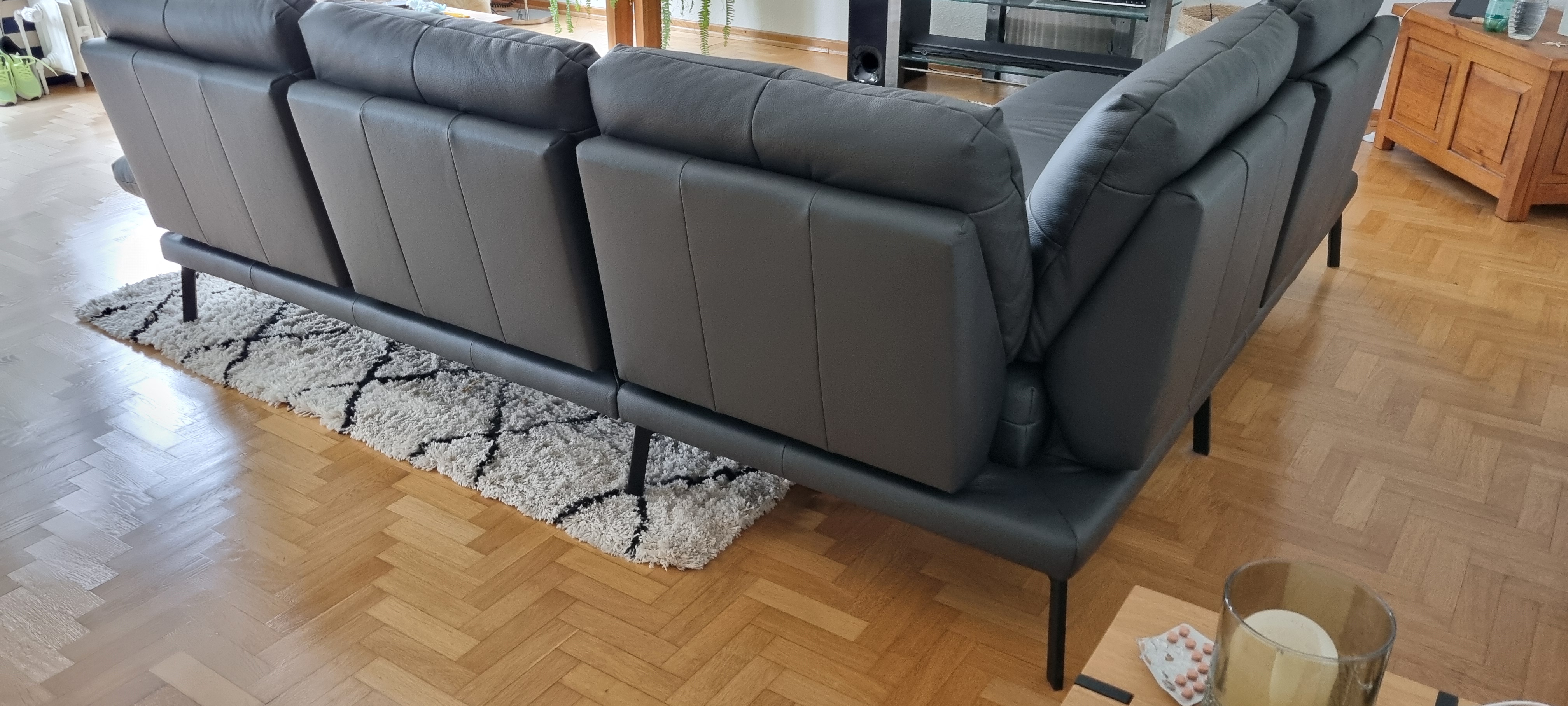 Assea Ecksofa Leder Anthrazit