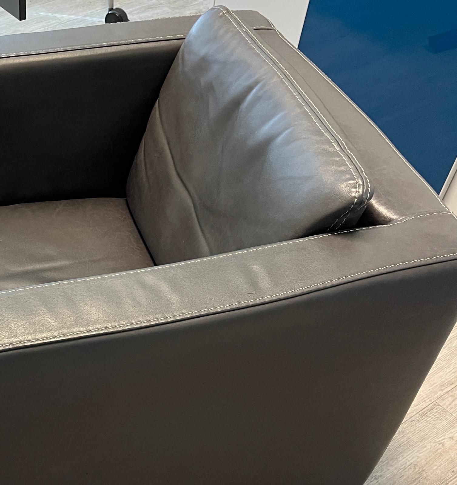 Ledersessel Graubraun 