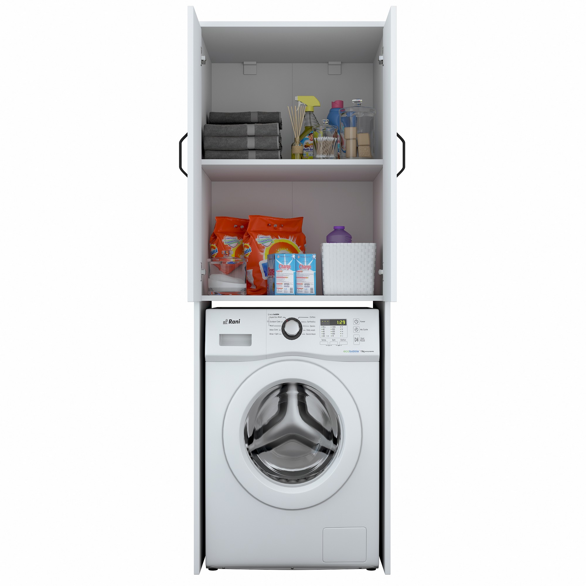 Washing machine cabinet White 62.5cm x 181.8cm