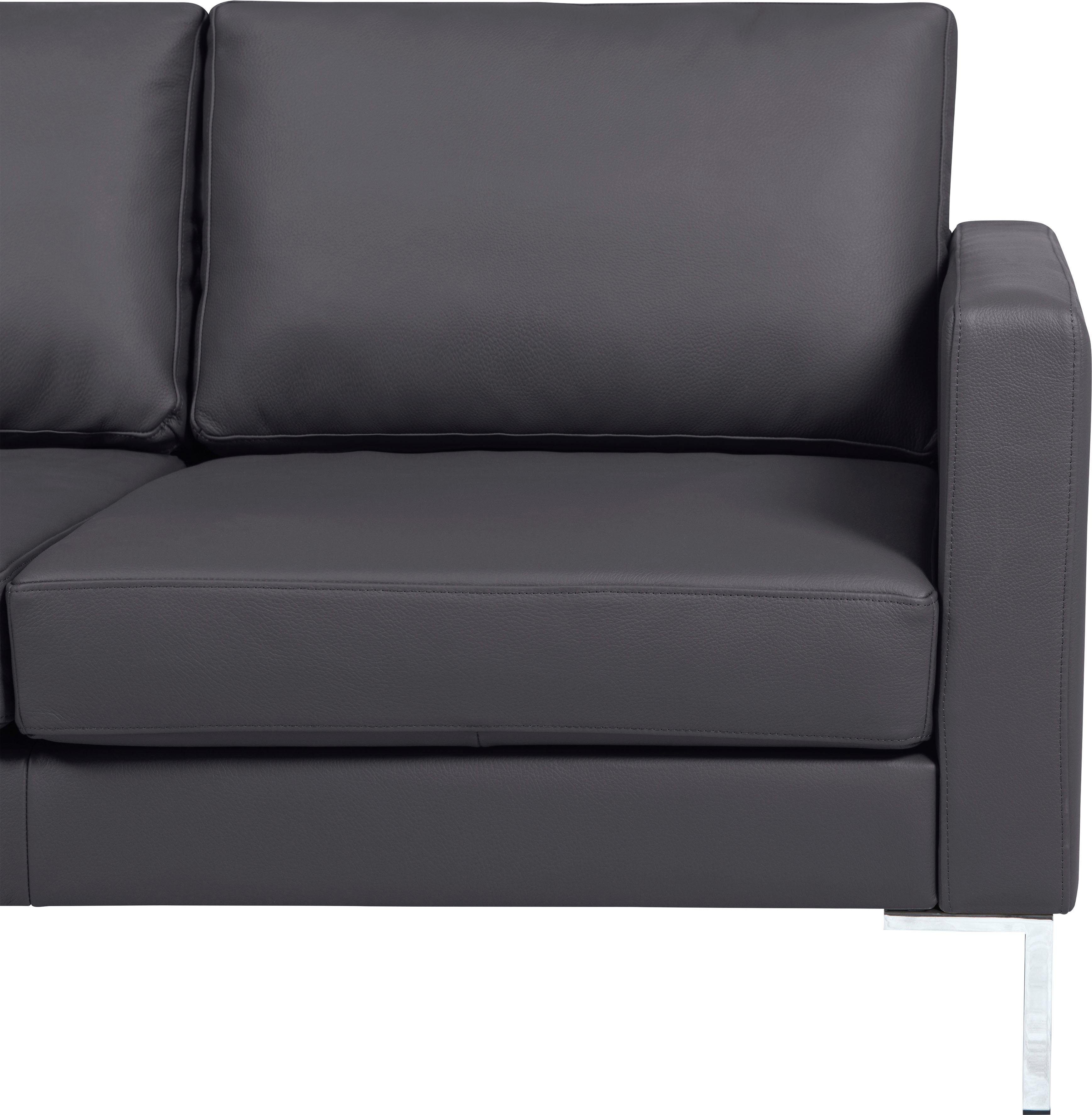 Portobello Sofa 2-Sitzer Leder Metall Dunkelgrau