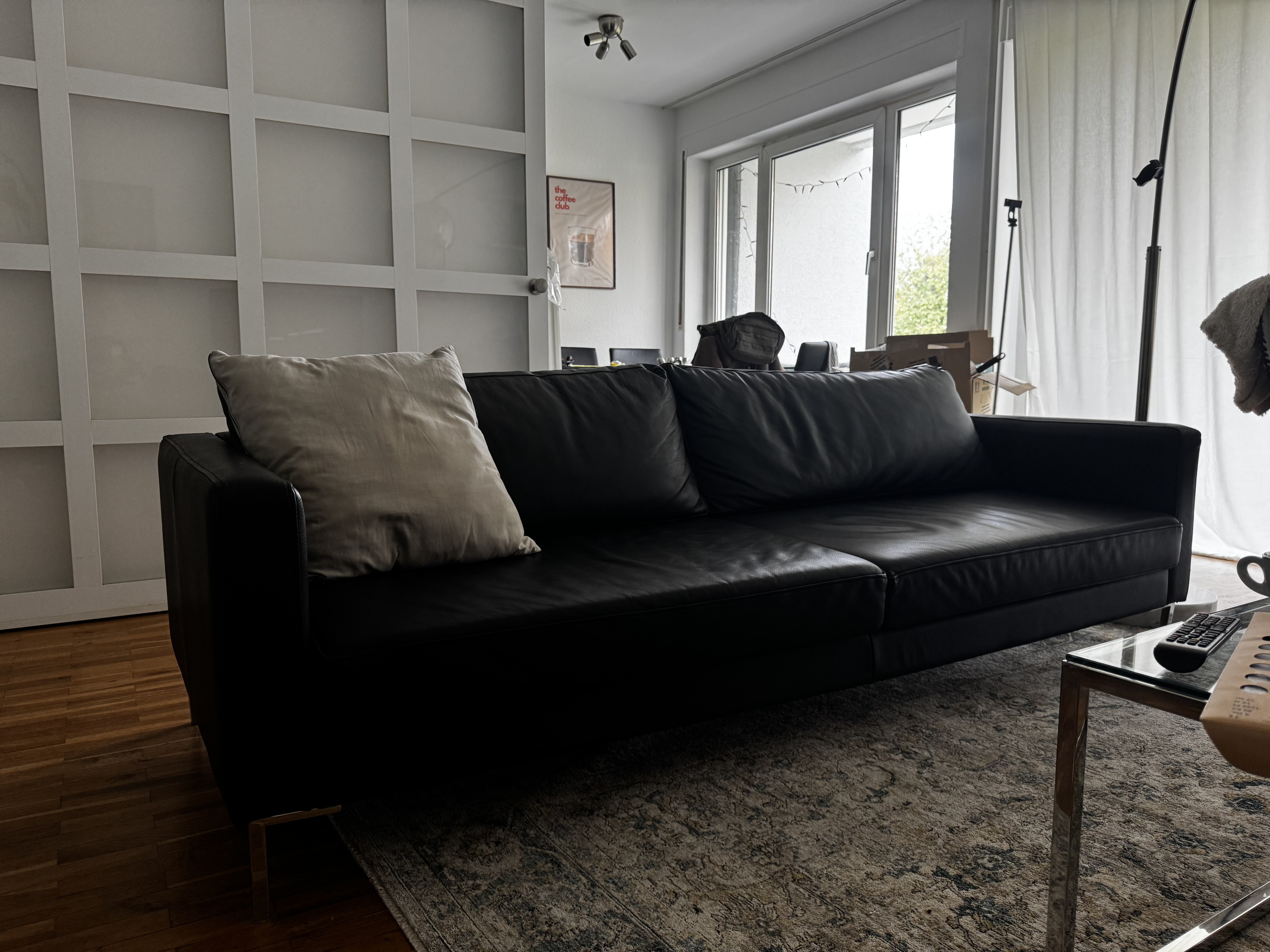 3-Sitzer Sofa Leder Schwarz